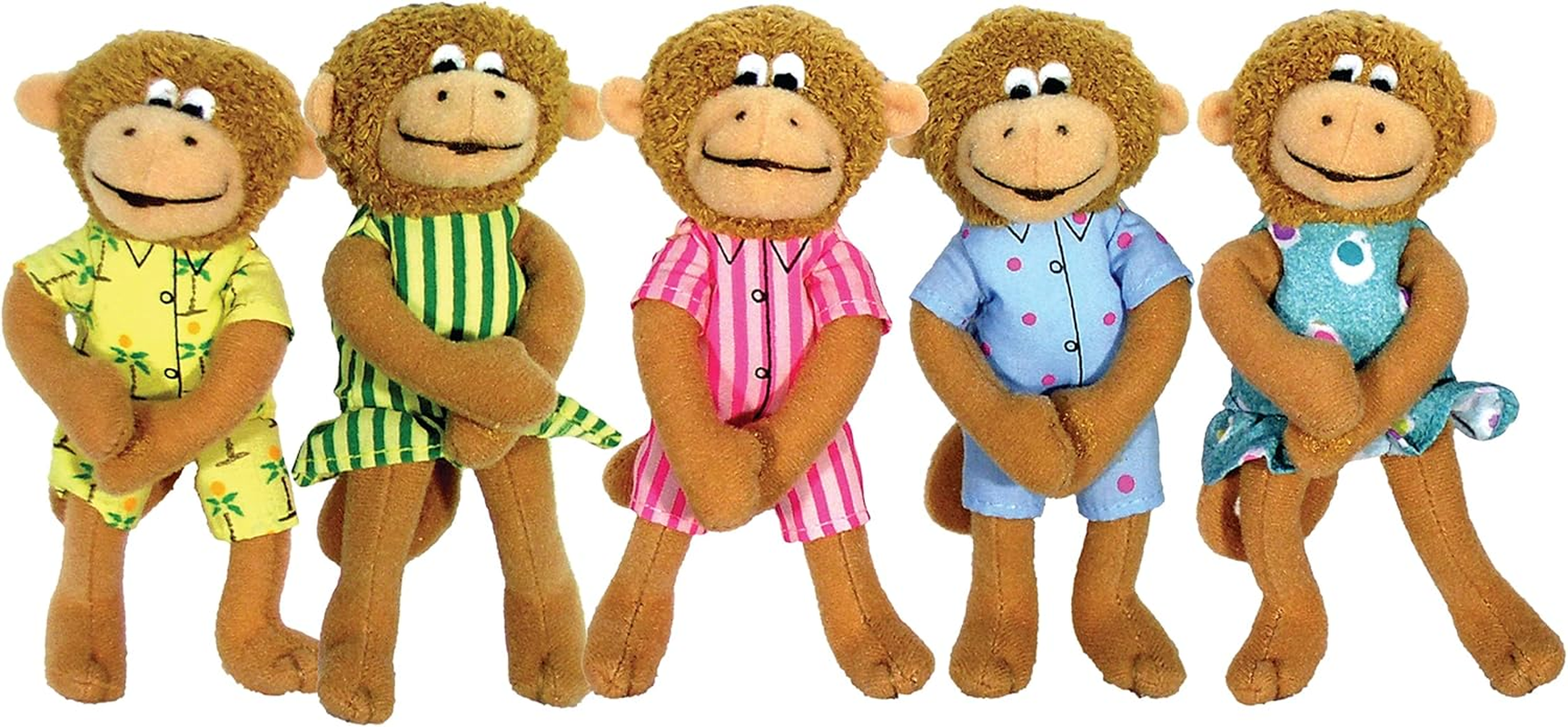 Merrymakers Five Little Monkeys Finger Puppet Playset; 5 Stories: Five Little Monkeys Jumping on a Bed, Bake a Cake, Sitting in a Tree, with Nothing to Do, Wash the Car; Activities & Book Bag Gift Set image number 4