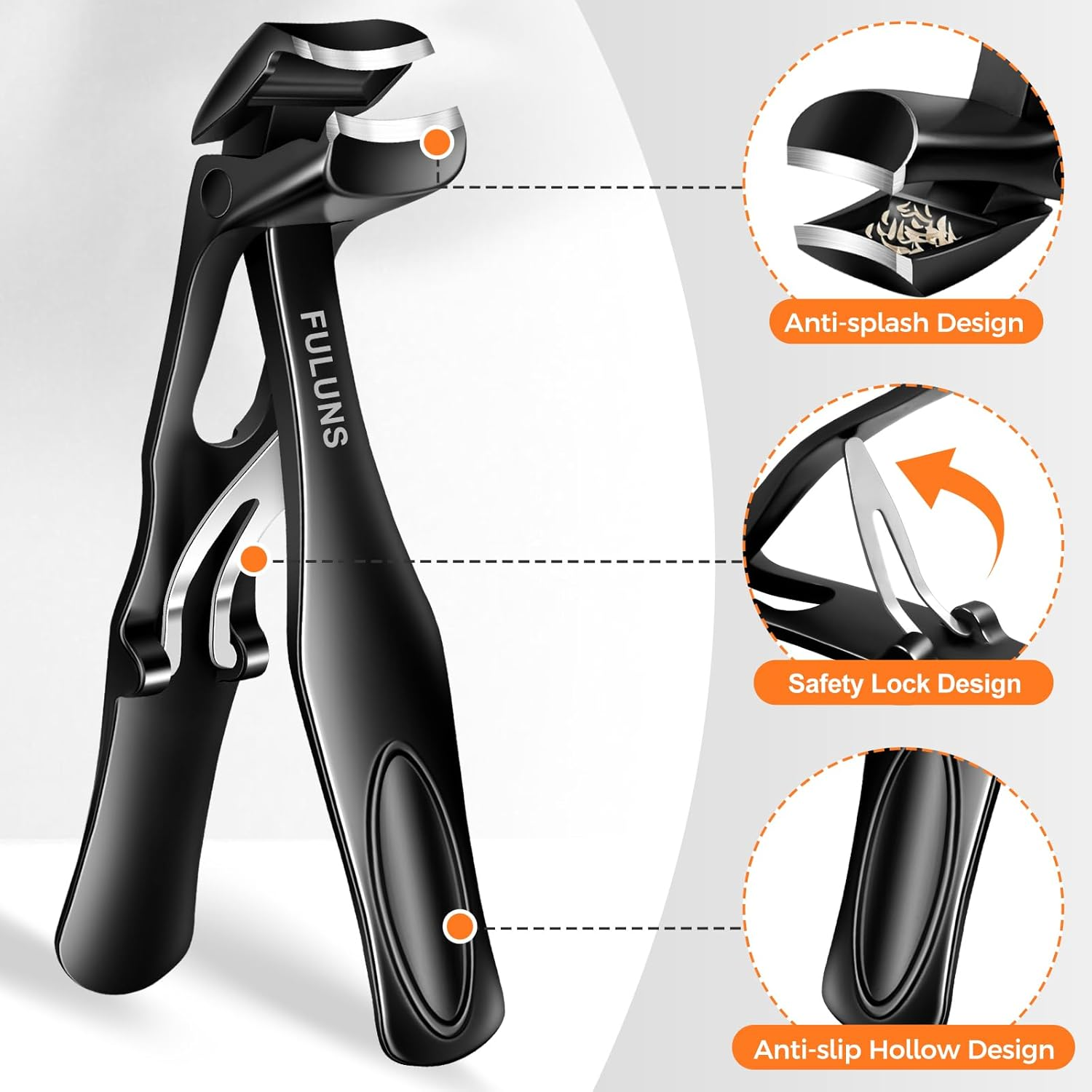 Nail Clippers for Men Thick Nails, Angled Head Large Toe Nail Clippers for Seniors Toenail Clippers with Wide Jaw Opening Sharp Upgraded Slanted Curved Ingrown Toenail Clippers No Splash Nail Cutter image number 5