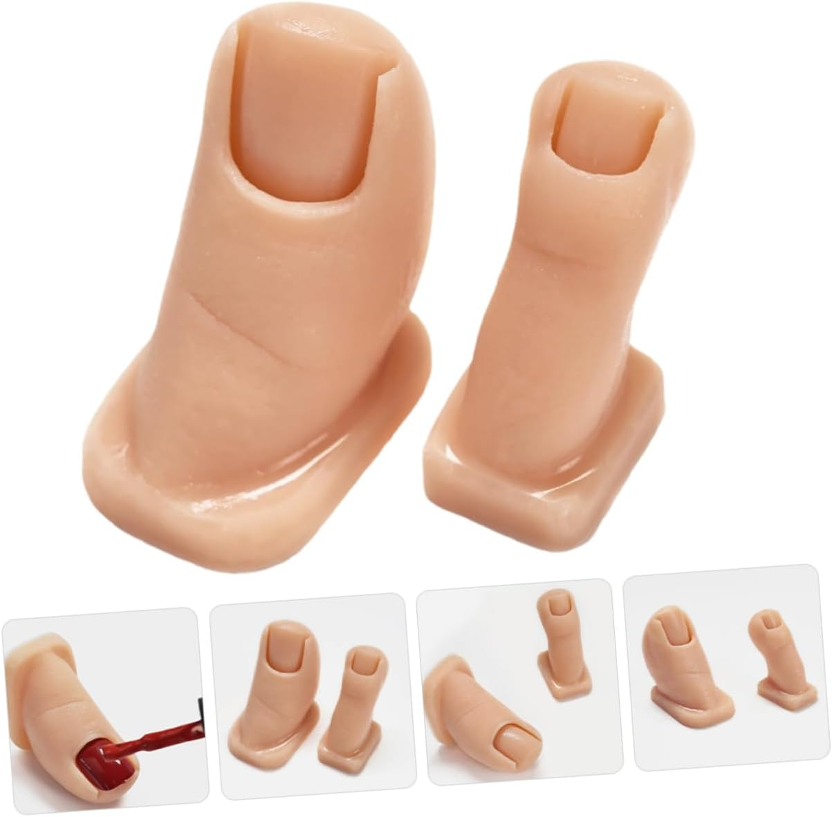 GOOHOCHY 2Pcs Silicone Practice Toenails for Manicure Training Ergonomic Soft Fake Toes with Realistic Texture Flexible Nail Art Practice Model for Acrylic Nail Painting and Carving image number 5