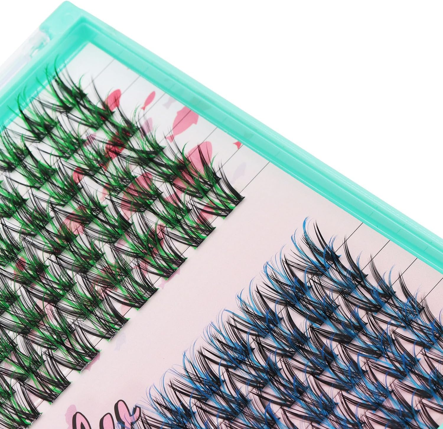 SULV False Eyelashes Cluster D Curl Lash Extensions Cluster 10-18Mm Colored Lashes Cluster Colorful Lashes Colors Dramatic Lash Clusters (Wm005-Black Green+Black Blue-18Mm) image number 4