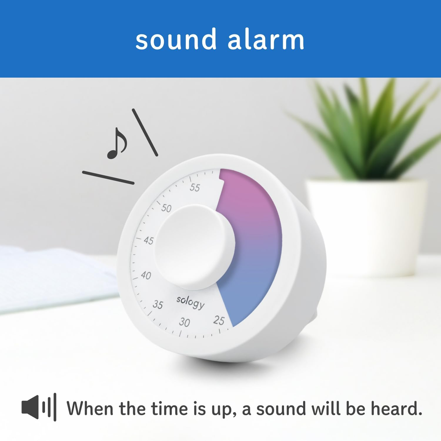 Sology Mirai Timer, a round Visual Timer for Studying, Cooking, Meetings, Task Management, Fitness, and Muscle Training. Cute and Stylish, Perfect for Desktop Use. Blue. image number 5