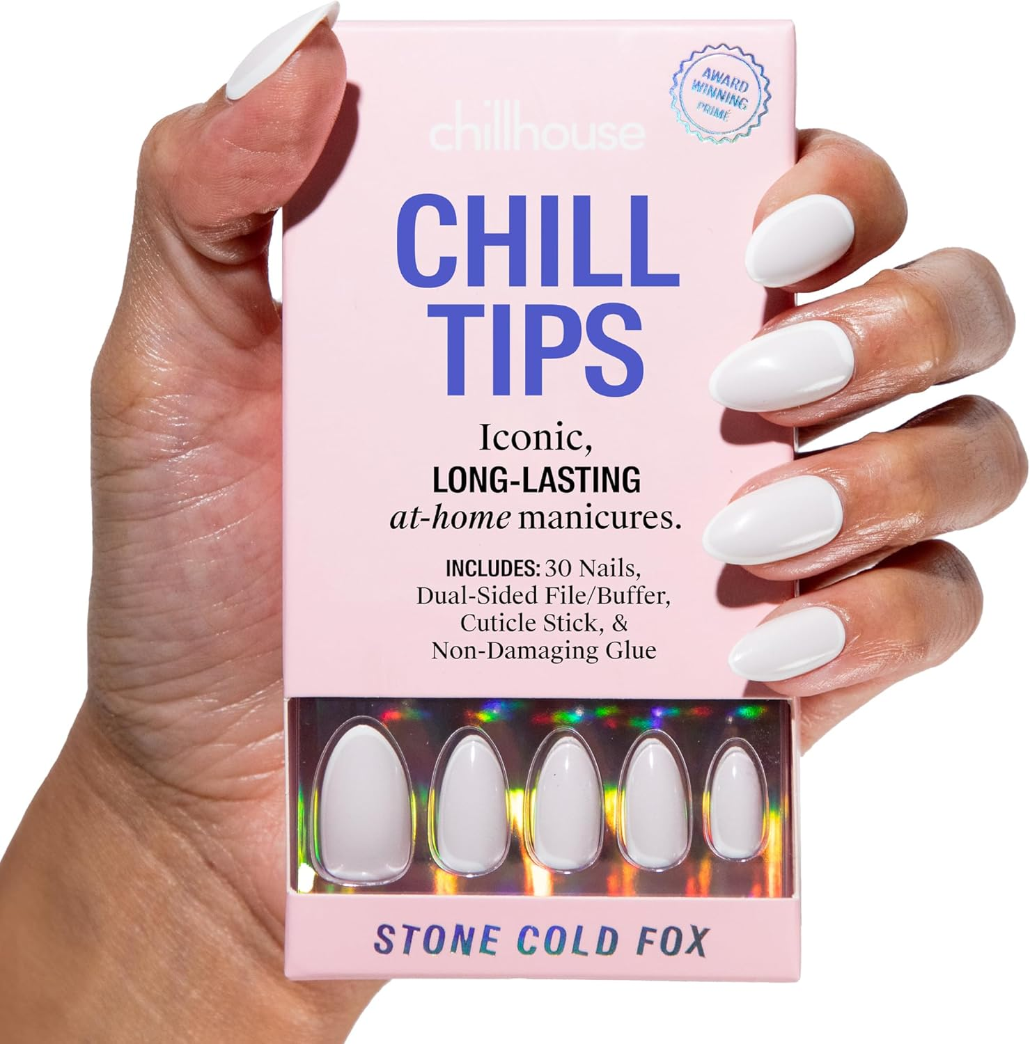 Chillhouse - Chill Tips, Press on Nails Kit - Stone Cold Fox (Almond) - 30 Nail Shapes & Sizes - up to 3 Weeks of Wear - Customizable Fit - Reusable - Latina Founded & Women Owned - Beauty & Self Care