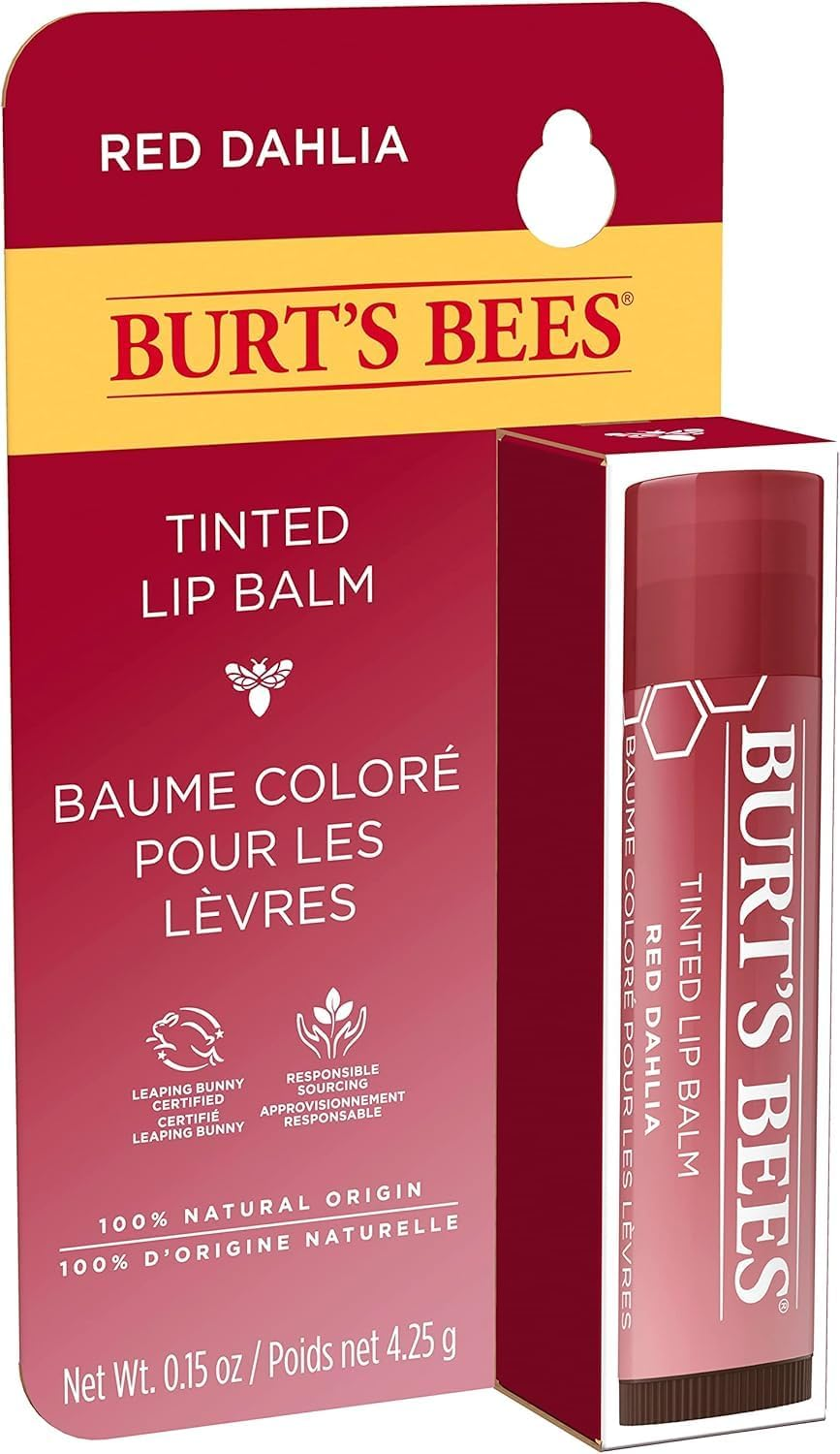 Burt'S Bees 100% Natural Origin Tinted Lip Balm, Red Dahlia with Shea Butter & Botanical Waxes, 1 Tube, 4.25G image number 6
