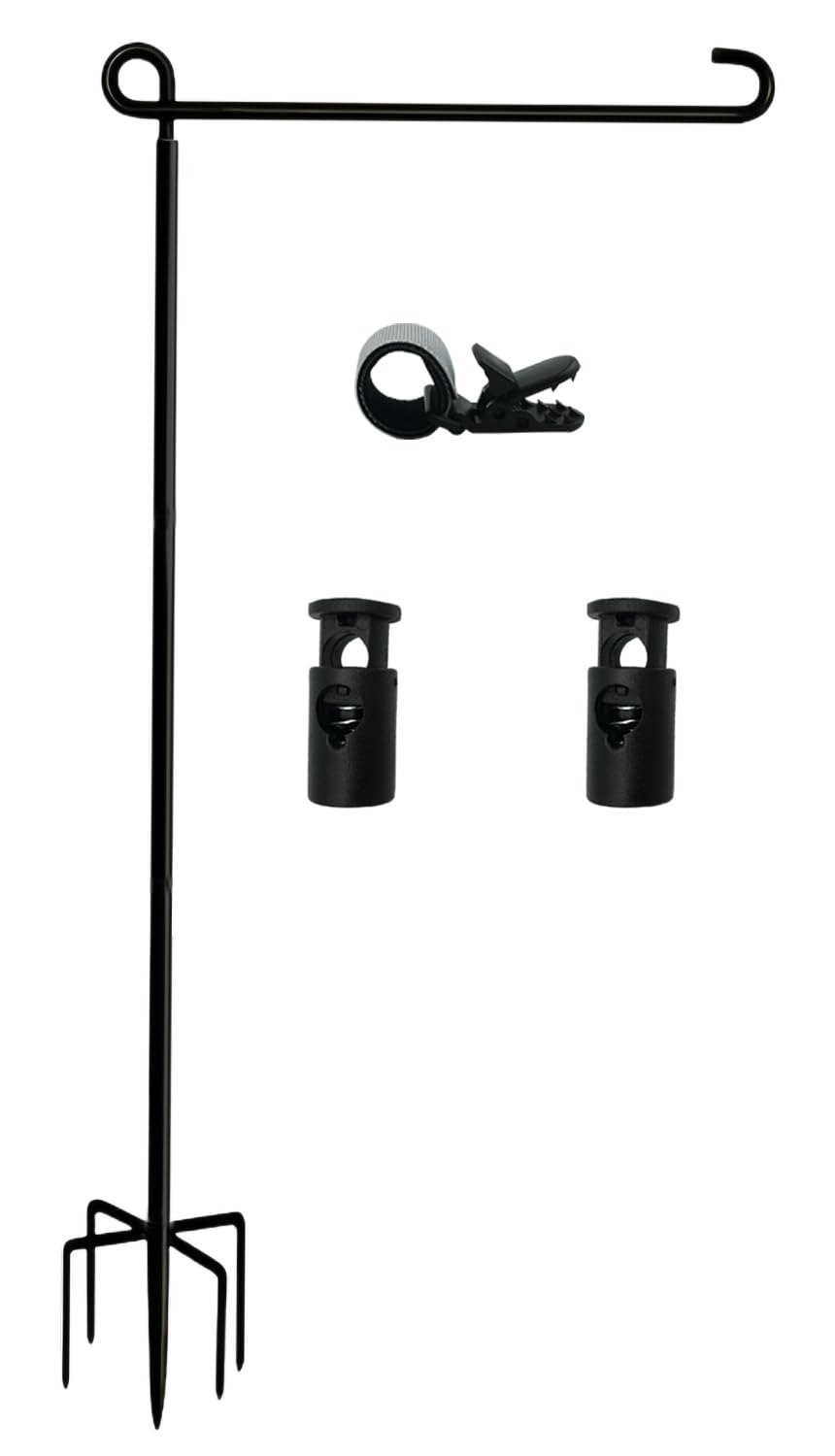 Garden Flag Stand-Holder-Pole with Garden Flag Stopper and Anti-Wind Clip 36.3"H X 16.5"W for USA Flag or Season Garden Flags Keep Your Flags from Flying Away in High Winds(2 Pack)