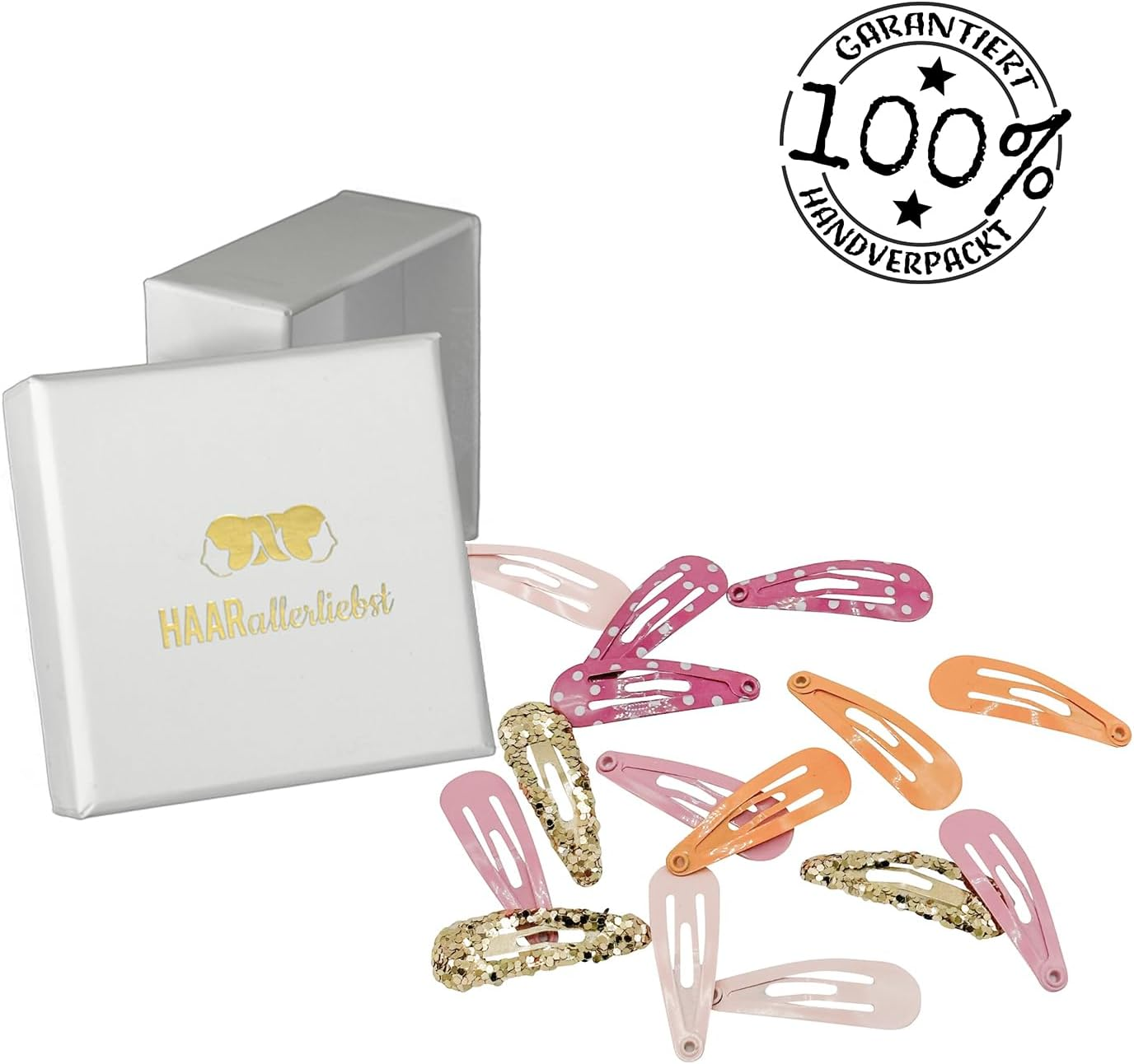 Pack of 20 Haarallerliebst&reg; Hair Clips Baby Girl Hair Clips (3 Cm) Small Colourful Mini Baby Hair Clips, Children'S Jewellery Hair Clip Hair Accessories Snap Hair Clips Glitter for Children and Women - Box Colour: White. image number 4