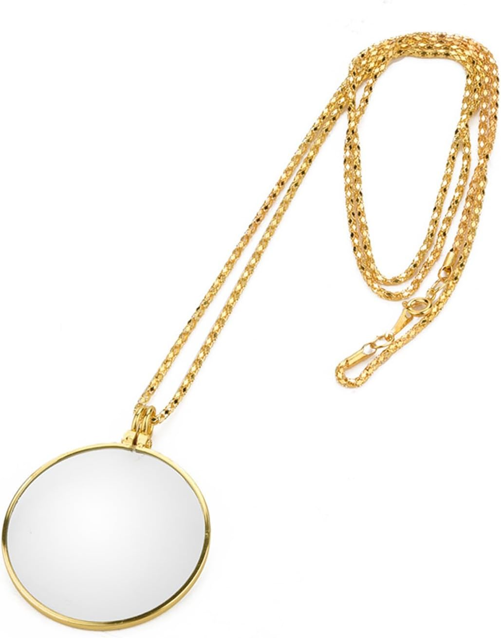 5X Magnifier Monocle Necklace Magnifying Glass Loupe Jewelry Reading Loupe Silver (Gold) - Silver image number 3