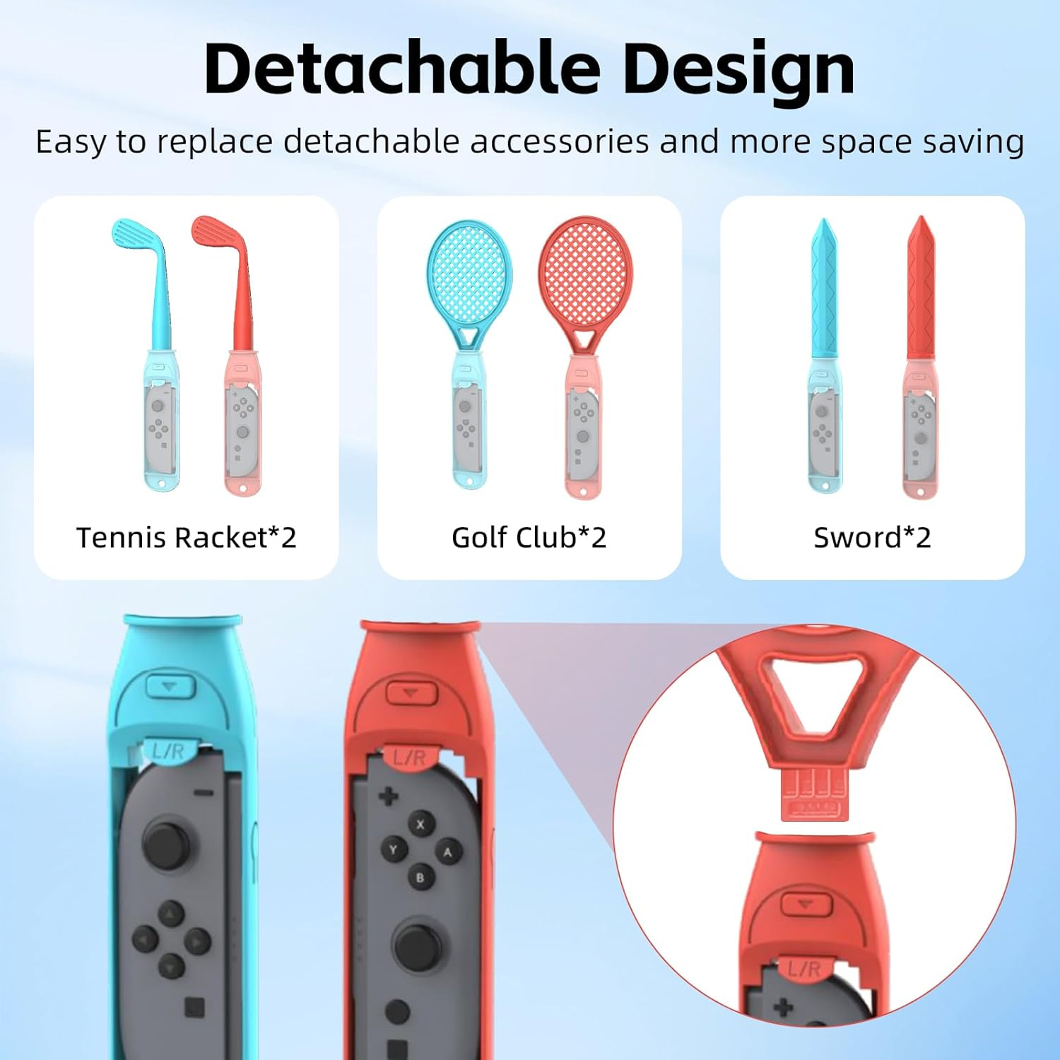 DOYO 10-In-1 Switch 2 Sports Accessories Bundle for Switch 2 Joy-Con with Tennis, Golf, Steering Wheel, Sword - Motion Control Game Kit for Switch Sports & Fitness Games image number 2