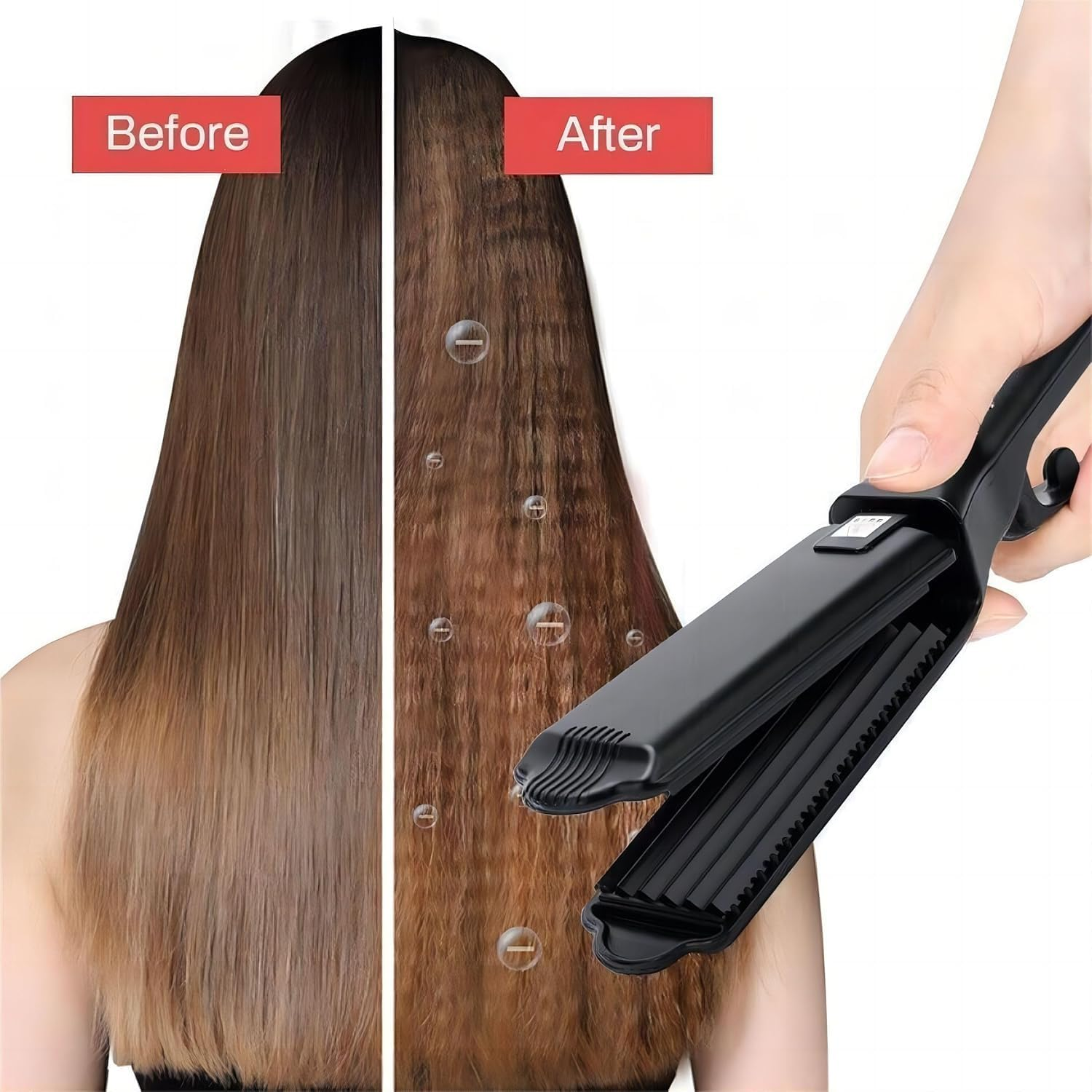 Corrugated Iron Hair Corrugation Anti-Scald Hair Crimper Irons Fluffy Wave Iron Width Plate Styling Tools 110-220 V image number 3