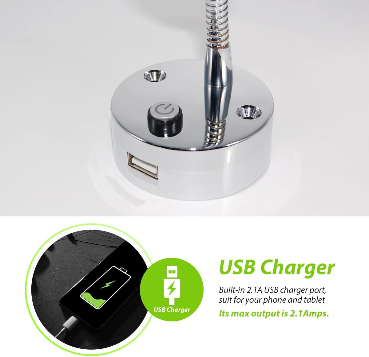 Dream Lighting 12V LED Reading Mini Spot Lights Book Bedside Map Ipad Lamp Caravan RV Motorhome Boat Marine Yacht with USB Charging Port Cool White/Blue Flexible Arm Pack X2 image number 6