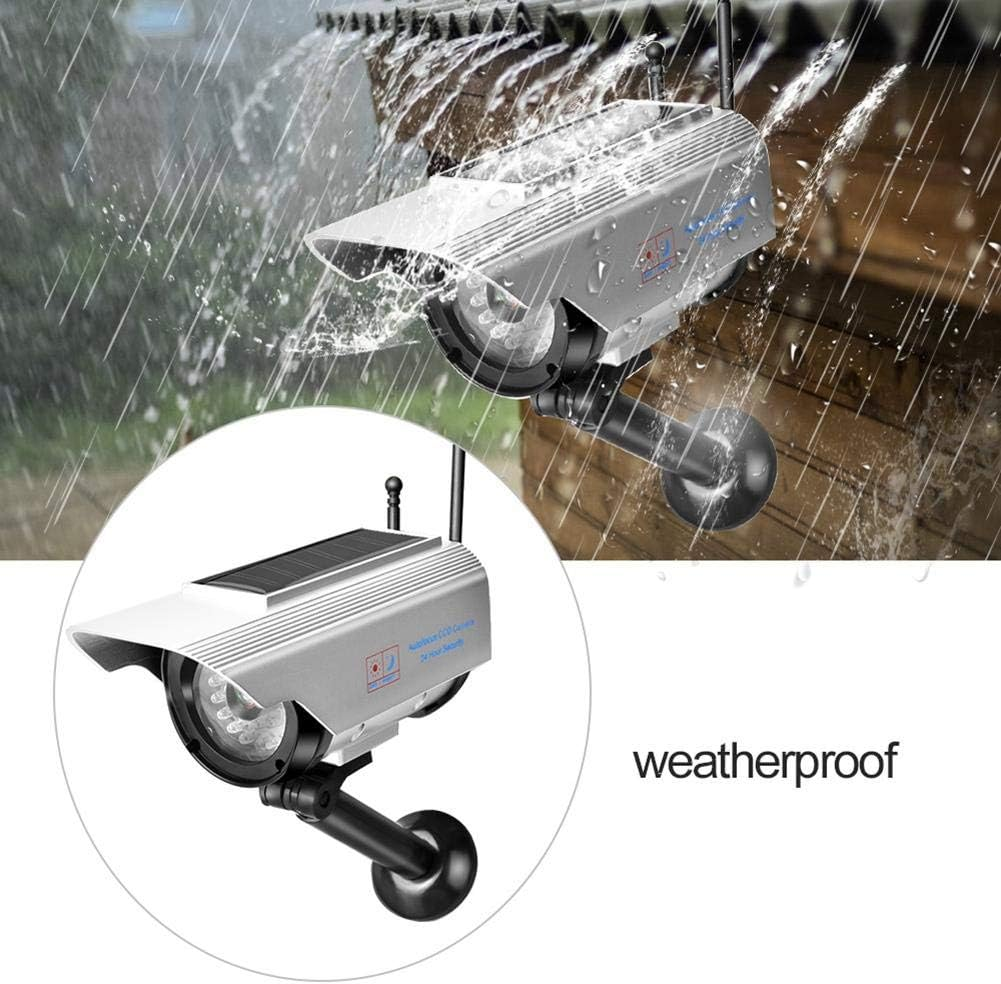 Dummy Fake Surveillance Security Camera,Solar Power LED Fake Camera Outdoor Silver Dummy Camera with Solar Light for Home Business Outdoor image number 4