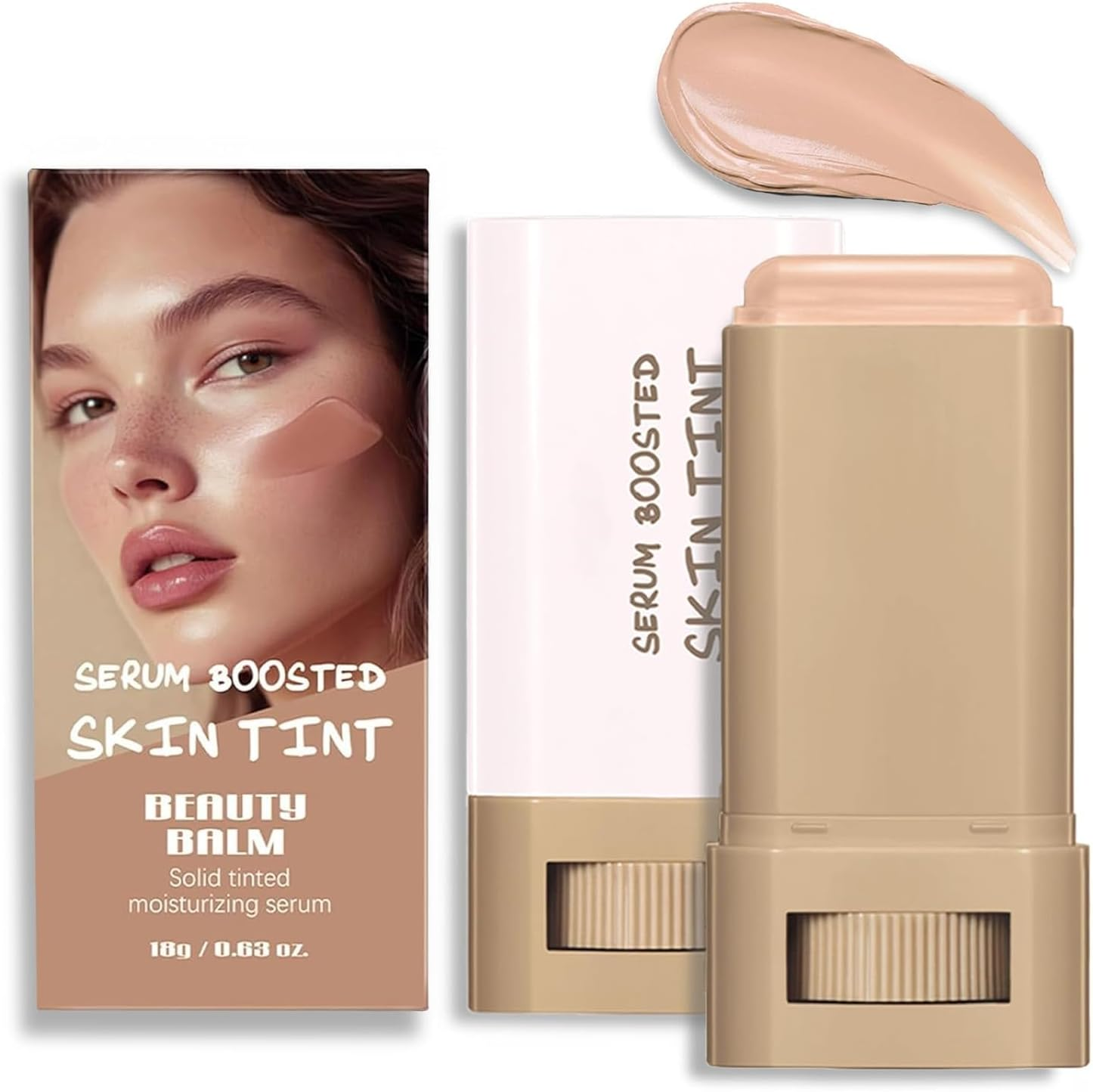 Foundation Stick Beauty Balm Serum Boosted Skin Tint, Serum Boosted Skin Tint Balm, Solid Tinted Moisturizing,Longwear Contour Stick for Dewy, Natural Finish(#05) image number 1