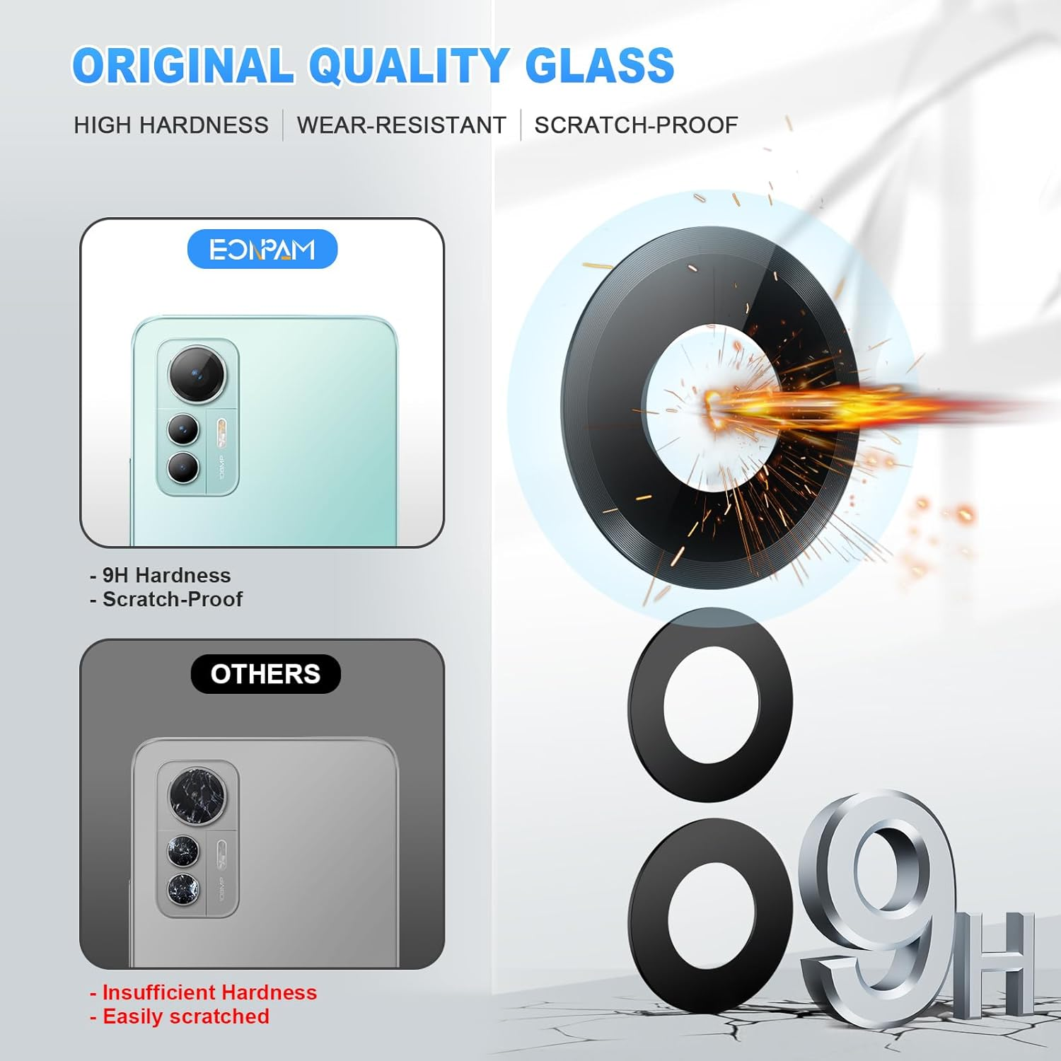 Eonpam 2-Pack Camera Glass for Xiaomi 12 Lite Original Rear Camera Lens Glass Replacement HD Camera Protection Camera Glass + Repair Kit image number 4