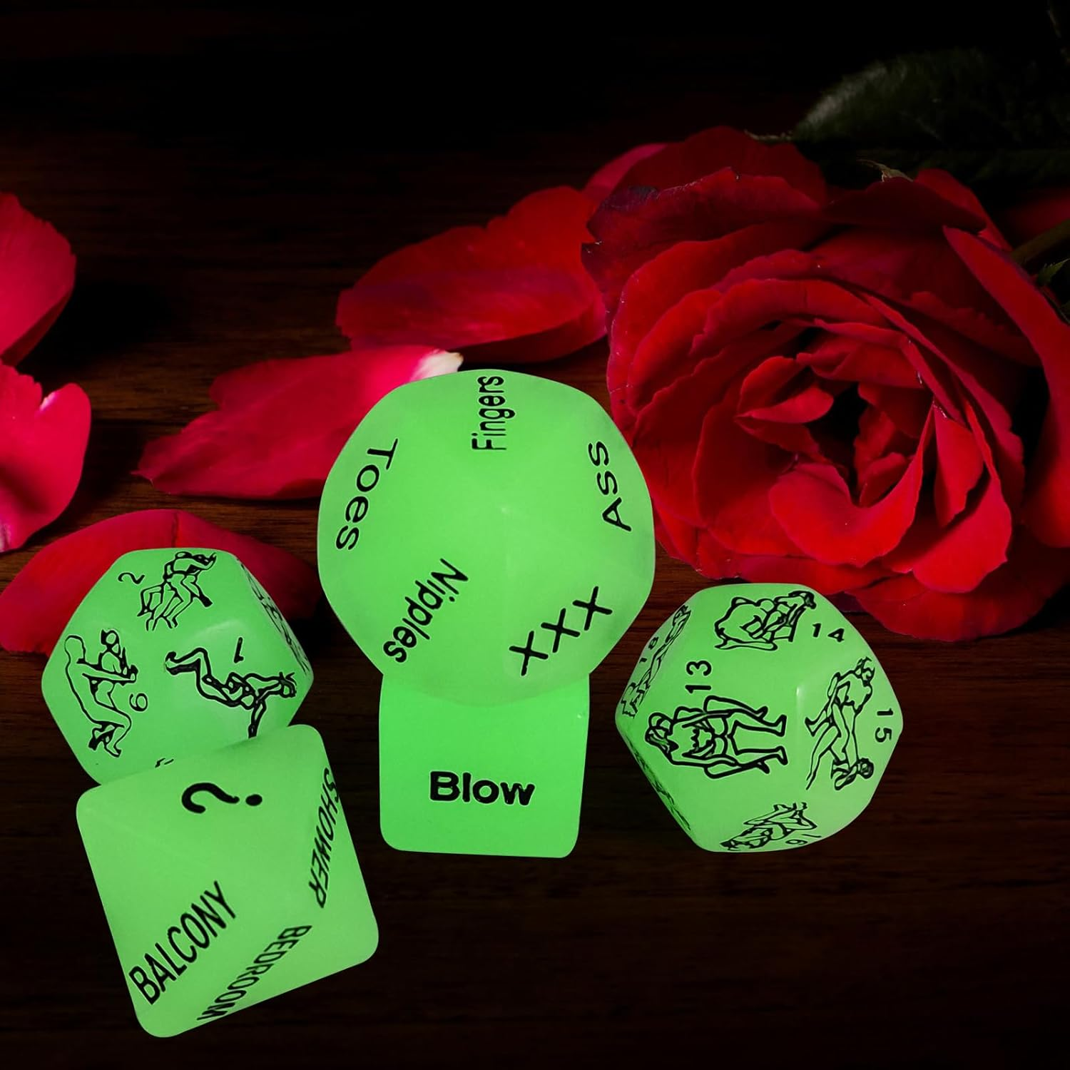 Sex Dice Games 6Pcs, Dices with Sex Positions, Sex Naughty Dice for Couples, Fun Game in the Bedroom, Adult Date Night Game for Couples, Valentine'S Day Gift (6 Dice) by Murmrr (Mix Pure Green)