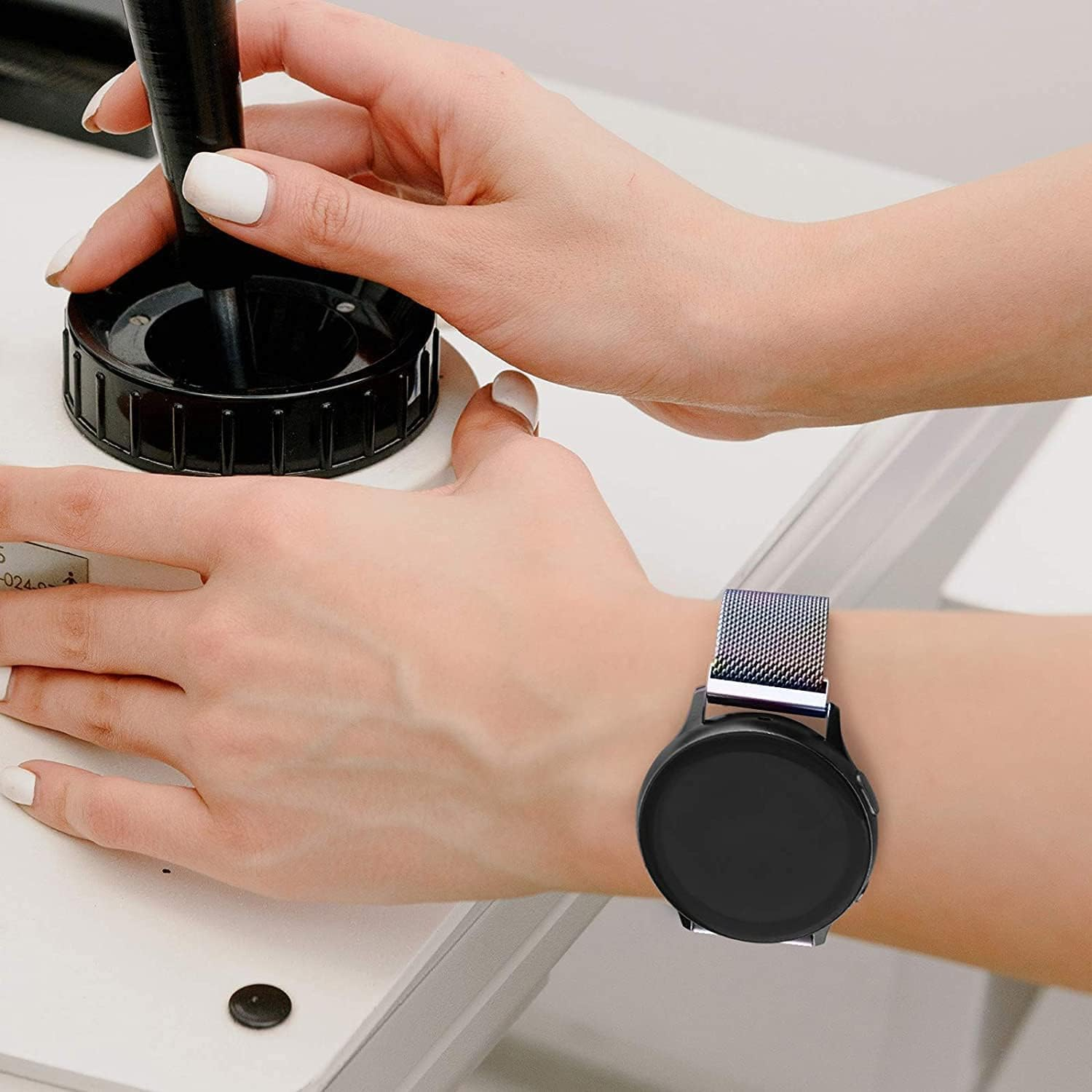 Milanese Bands for Samsung Galaxy Watch 7/FE/6/5/4/3 Band 40Mm 44Mm 41Mm 47Mm 43Mm 46Mm 42Mm,20Mm Quick Release Watch Band Magnetic Mesh Metal Strap for Amazfit Bip U Pro/Gts/Galaxy Watch Active 2/Active - Black/Silver/Rose Gold/Colorful image number 4