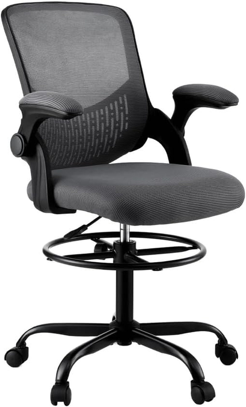 Artiss Office Chair Drafting Chairs Stool Home Office Computer Desk Chair Studios Mesh Grey