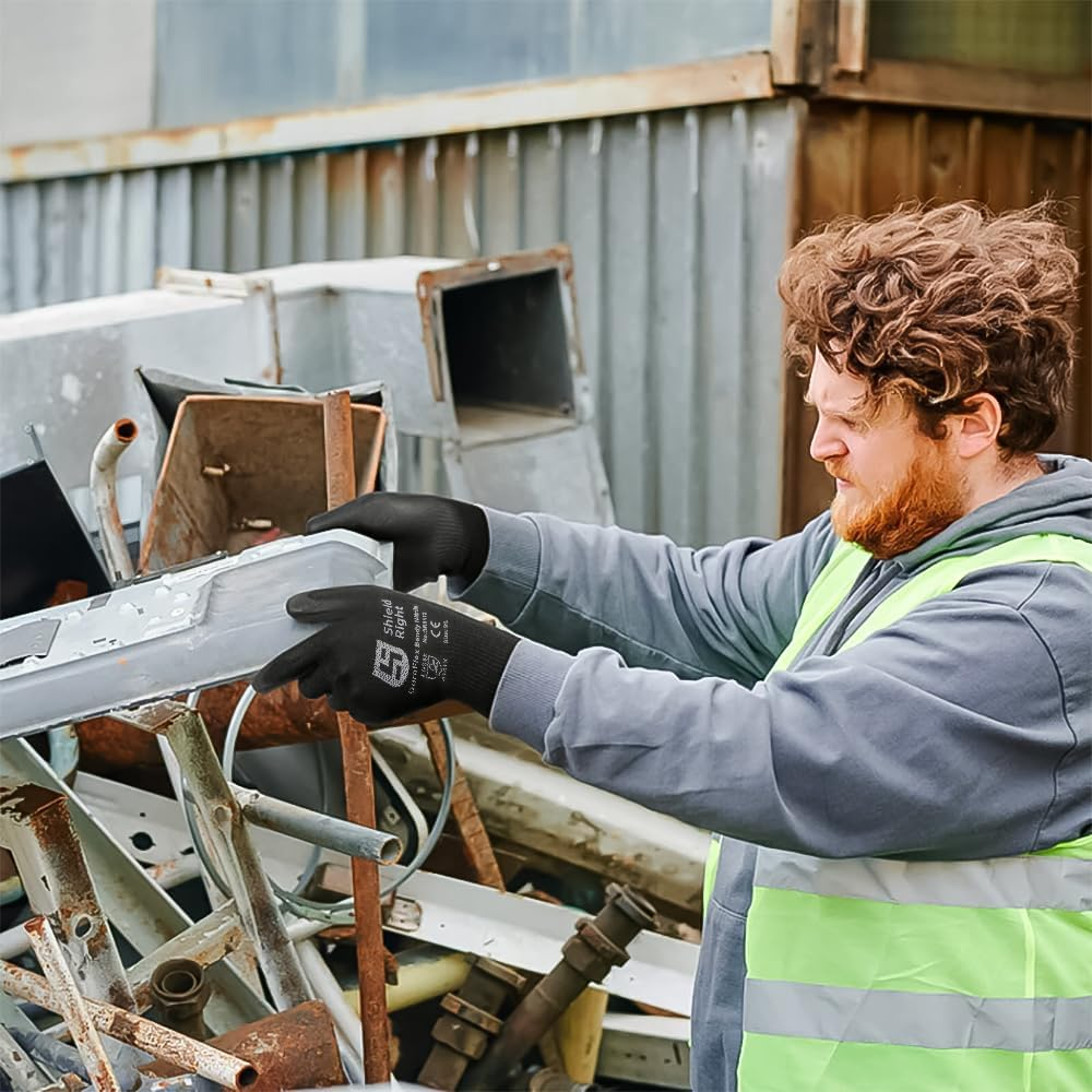 Duraflex Sandy Nitrile Work Gloves,13 Gauge Black Nylon,12 Pairs, Heavy Duty Grip, Comfort Fit, Protective & Durable, Breathable & Cool, Machine Washable image number 3