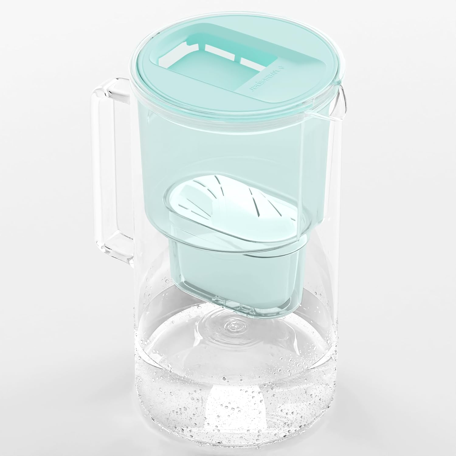 Wessper Glass Water Filter Jug 3L Cartridges Replacement for Dafi Unimax Aquaphor A5 Brita Maxtra+ Philips AWP212/10, Includes 1 Water Filter Cartridge, Reduces Limescale and Chlorine, Mint image number 2