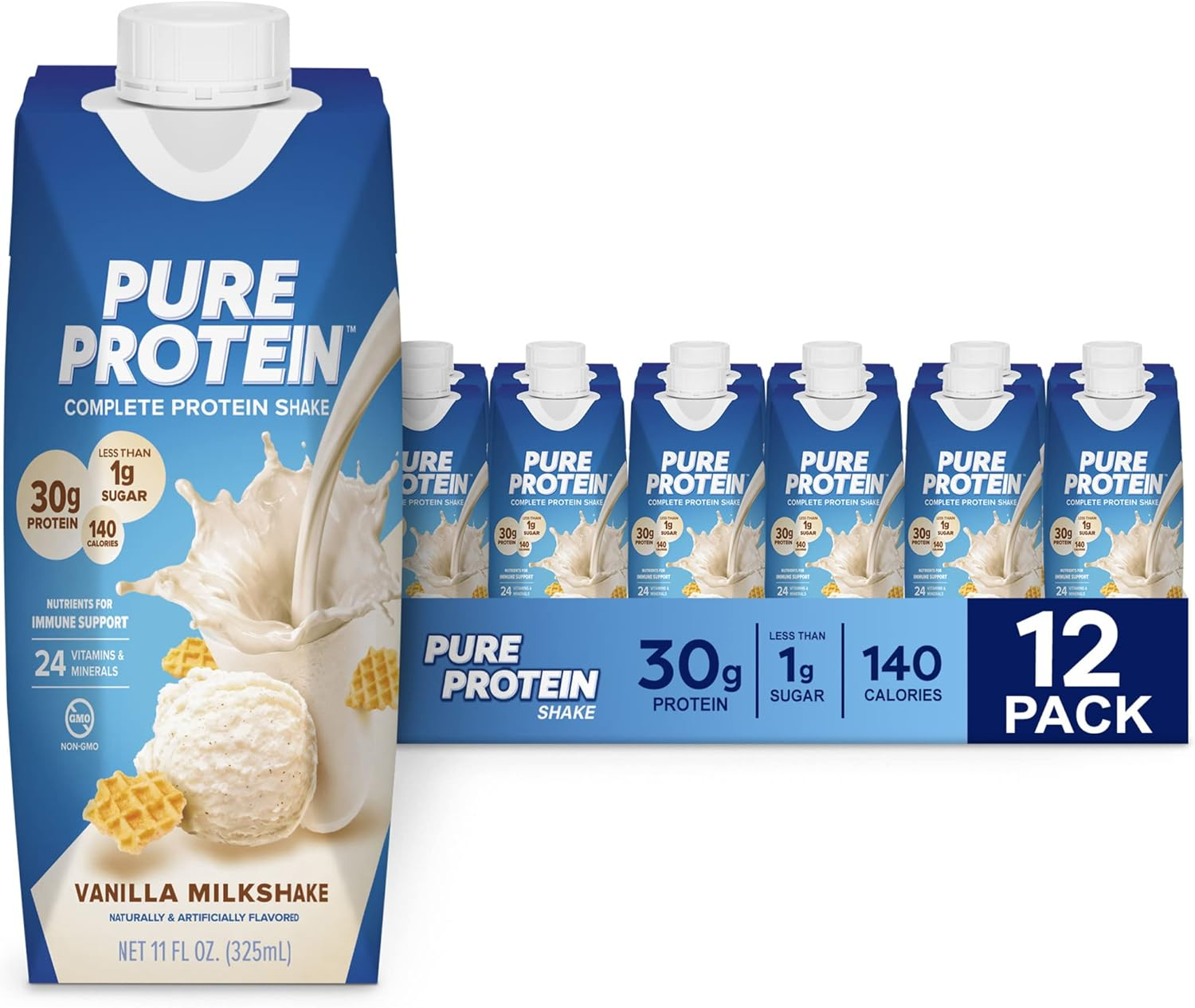 Pure Protein Pure Protein Complete Ready to Drink Shakes, High Protein Vanilla 11Oz, 12 Count image number 6