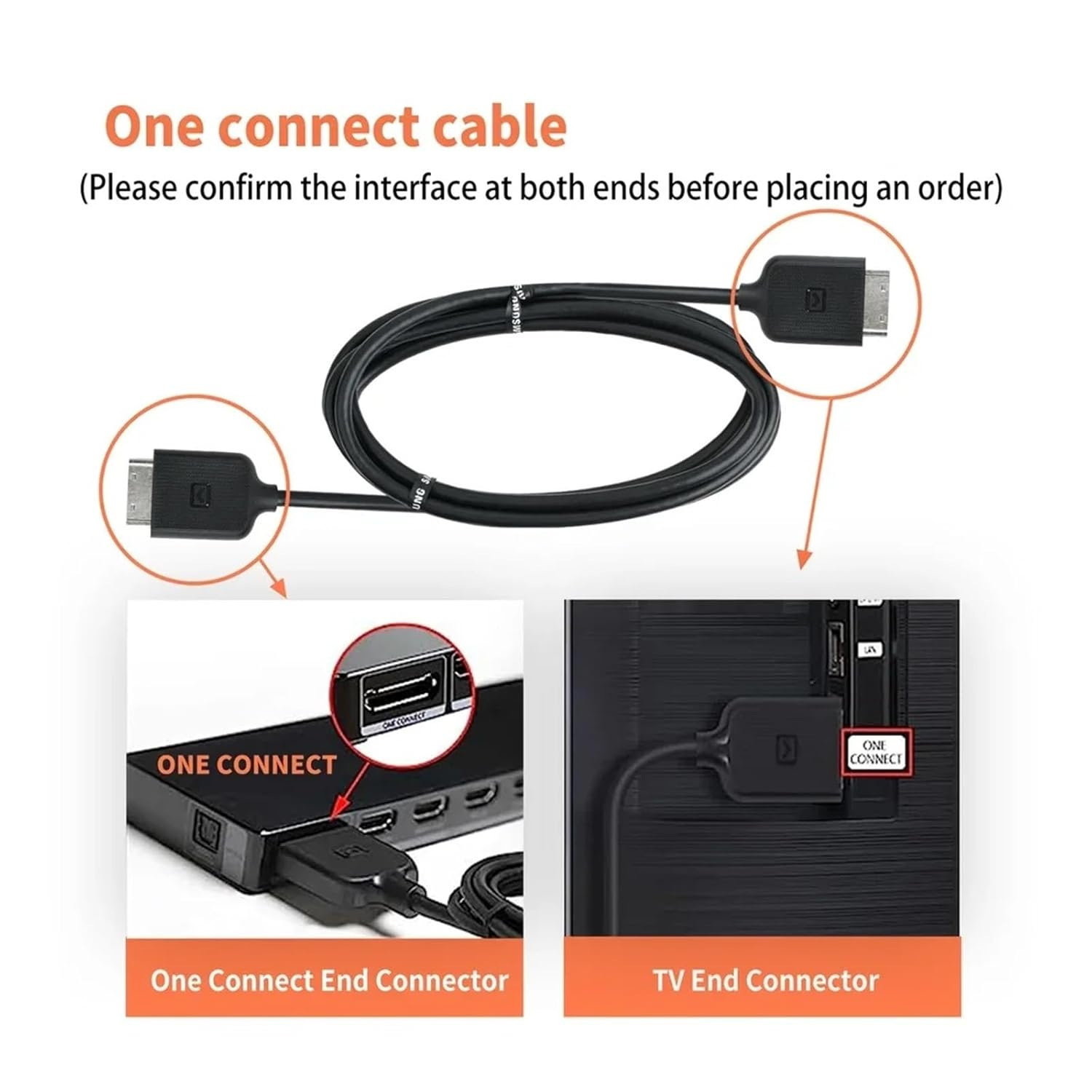 3M BN39-02210A BN39-02248A One Connect Cable Accessories，Compatible for Samsung，For UN49KS7000F UN55KS9000F UN60KS8000F TV image number 4