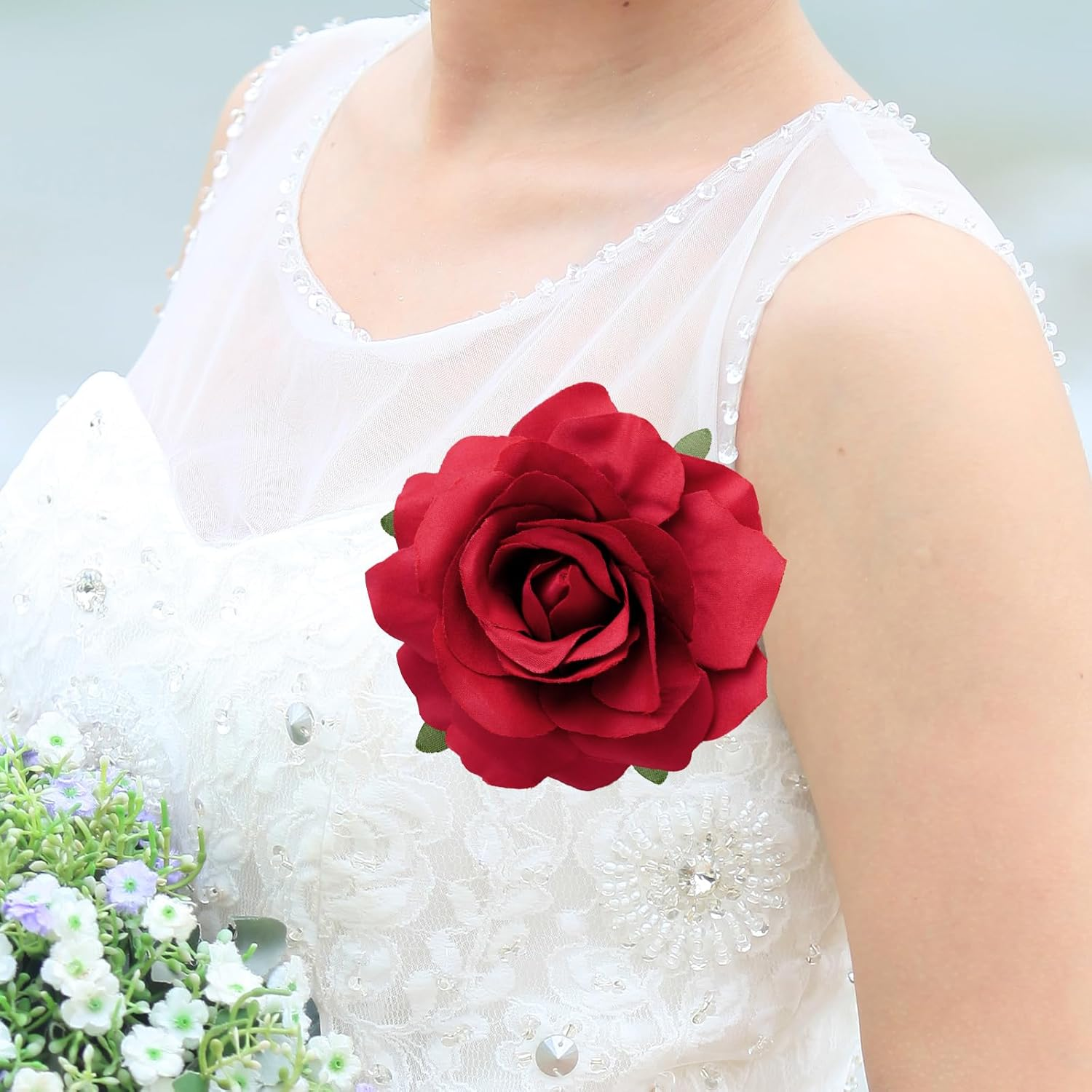 Fsfsdg 4 Pcs Rose Hair Clip Flower Hairpin Rose Brooch Floral Clips for Woman Girl image number 3