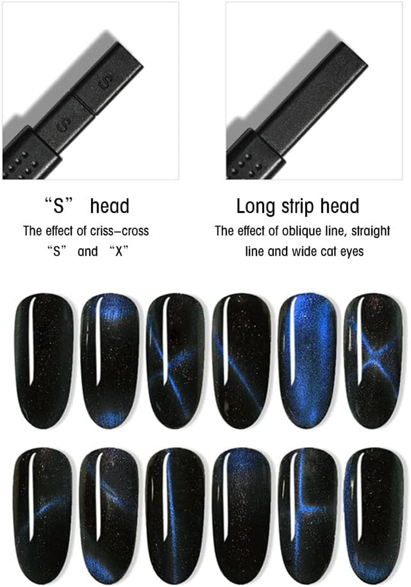 Xinyee 6Pcs Nail Magnetism Tool Set with Double Headed Flower Design Nail Pens Strong-Magnet Stick Cats Eye Effect Gel Tools for Professional Use Home DIY image number 4