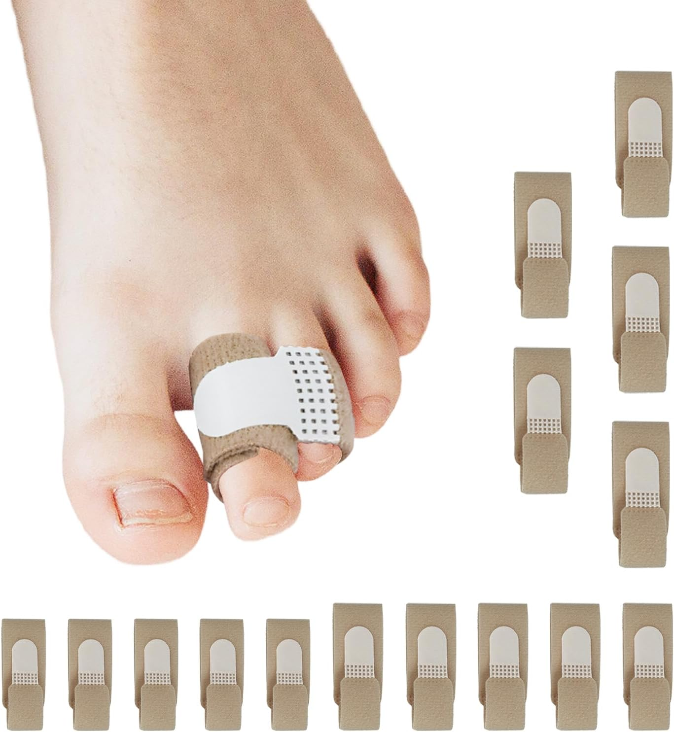 INCAUCA 3 Sizes Fabric Hammer Toe Straightener for Curled Toes, 15Pcs Hammer Toe Corrector Splints for Women Men Straightening Hammertoes Broken Toe, Toe Finger Buddy Wrap Tape, Skin Color image number 4