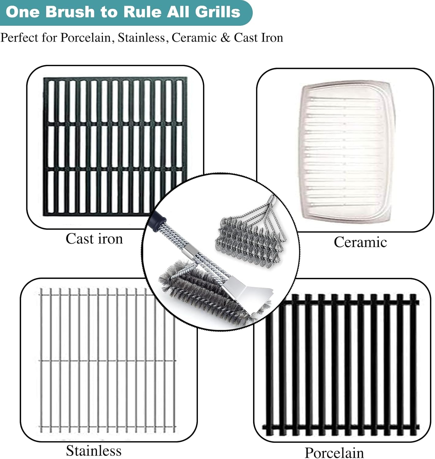 BBQ Grill Brush Set of 2, 18-Inch BBQ Accessories, Safe Bristle-Free BBQ Cleaning Brush, 100% Rust-Proof Stainless Steel - Grill Cleaner for Gas, Charcoal, Smoker, Porcelain Grills image number 2