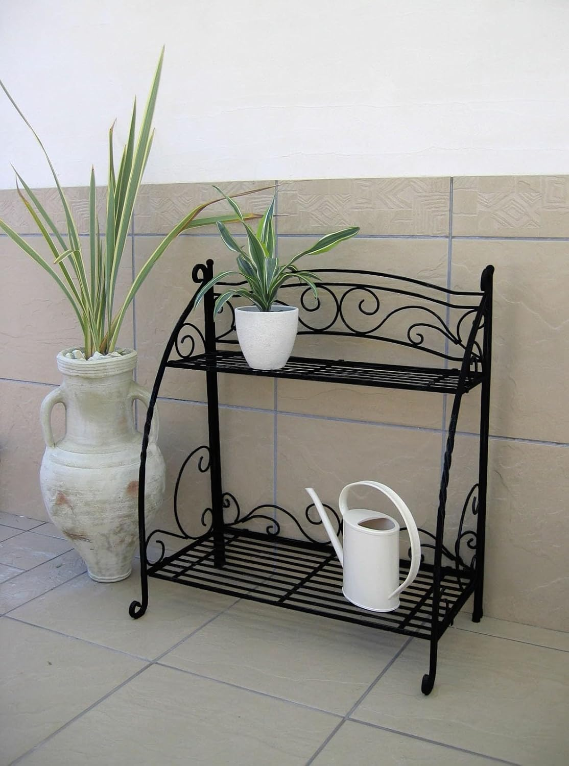 Takasho 2 Shelf Bakers Plant Stand, Black image number 1