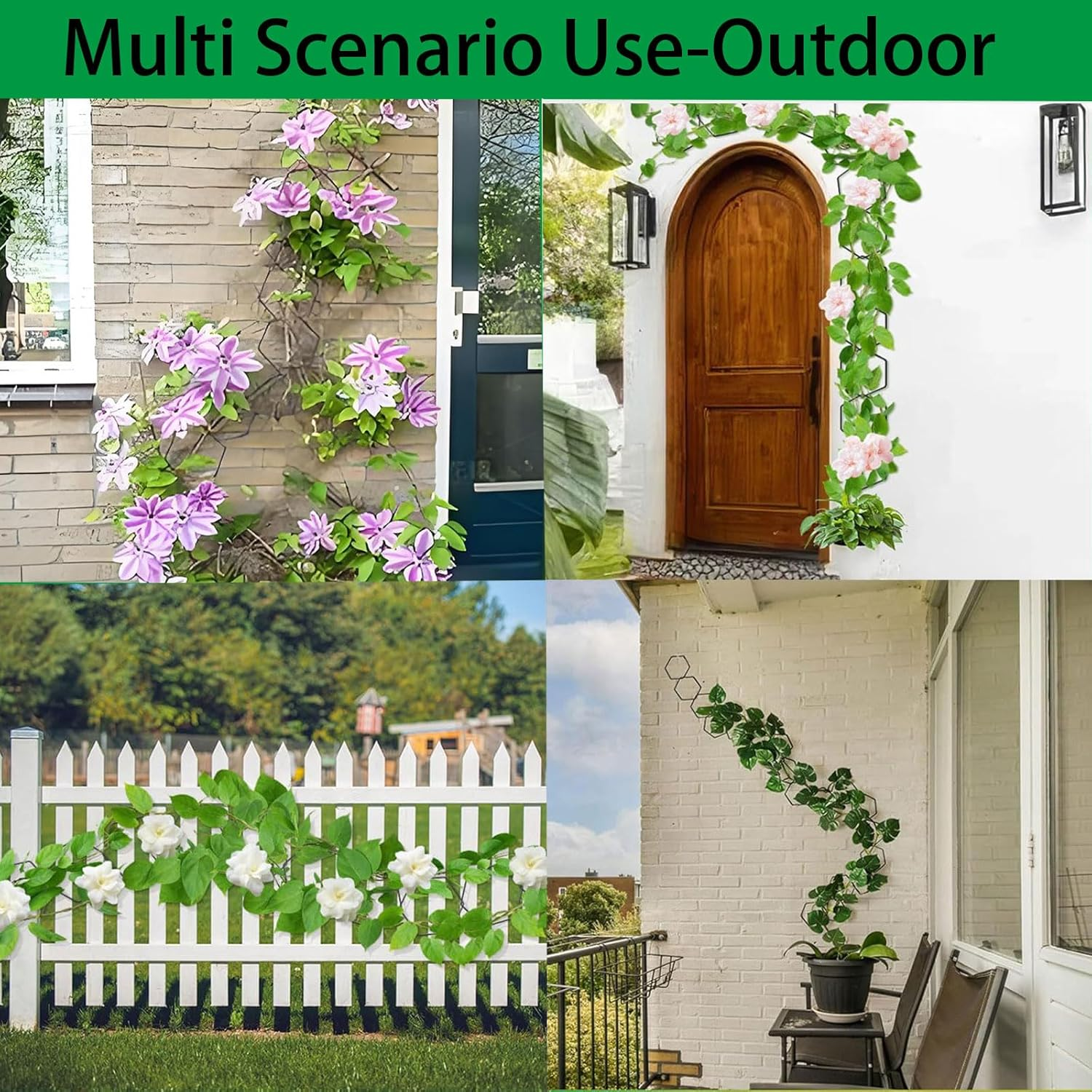 RUIFEN 18 PCS Garden Chain Trellis for Climbing Plants, Small Trellis for Wall Hanging Potted Plants Indoor & Outdoor with Different DIY Patterns (Black, Hexagon) image number 5