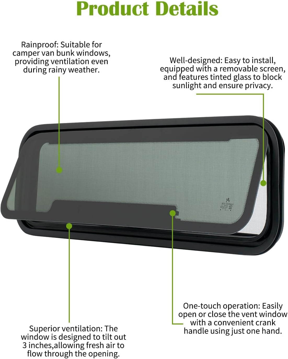 RV Window | 33.7" W X 10.7" H | Universal Camper Van Bunk Awning Window | Tempered Glass &Trim Set | DOT Certification Qualified image number 6