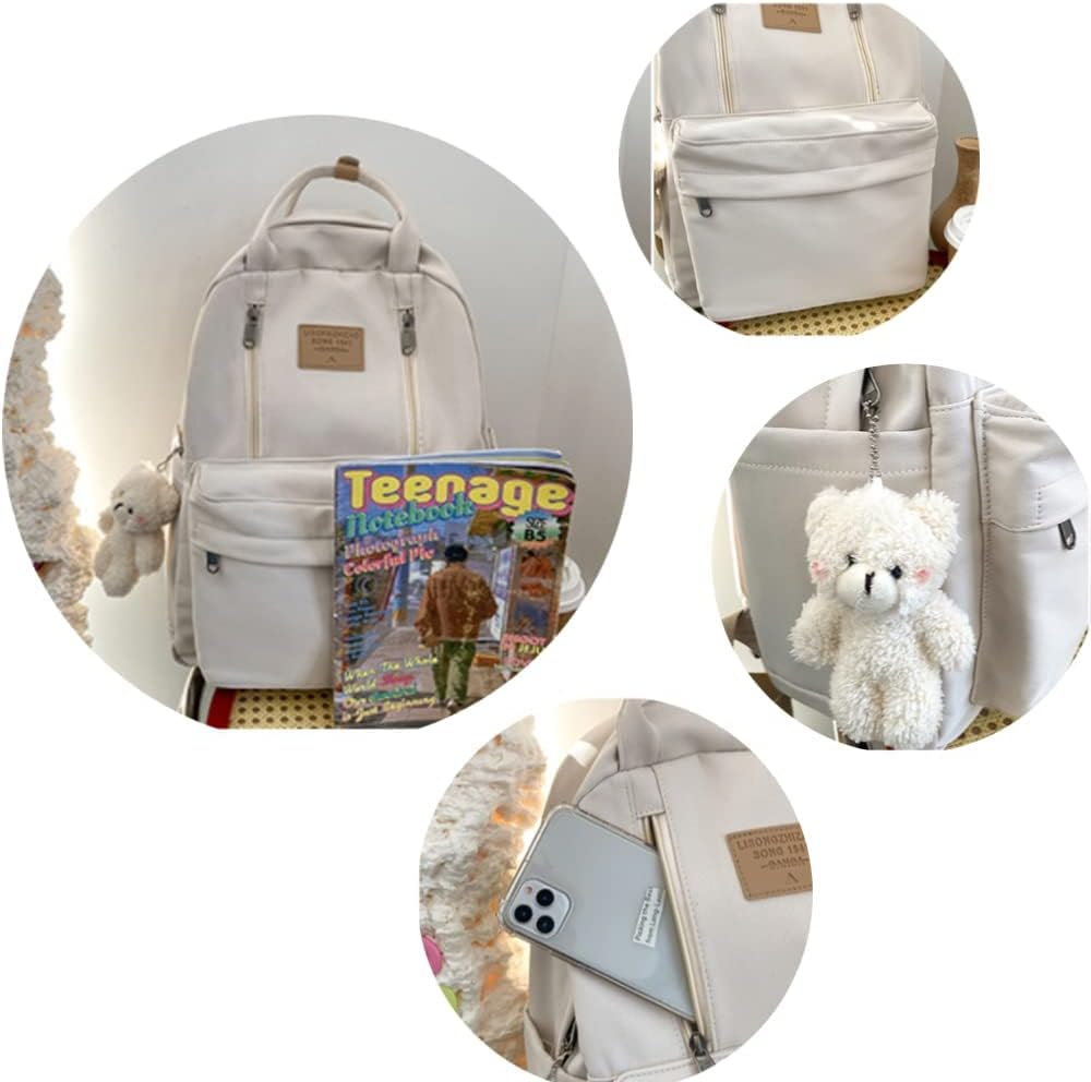 CHERSE Cute Backpack with Bear Aesthetic Accessories Kawaii Stuff Y2K Backpack Preppy Shoulder Bookbag - Blue image number 3