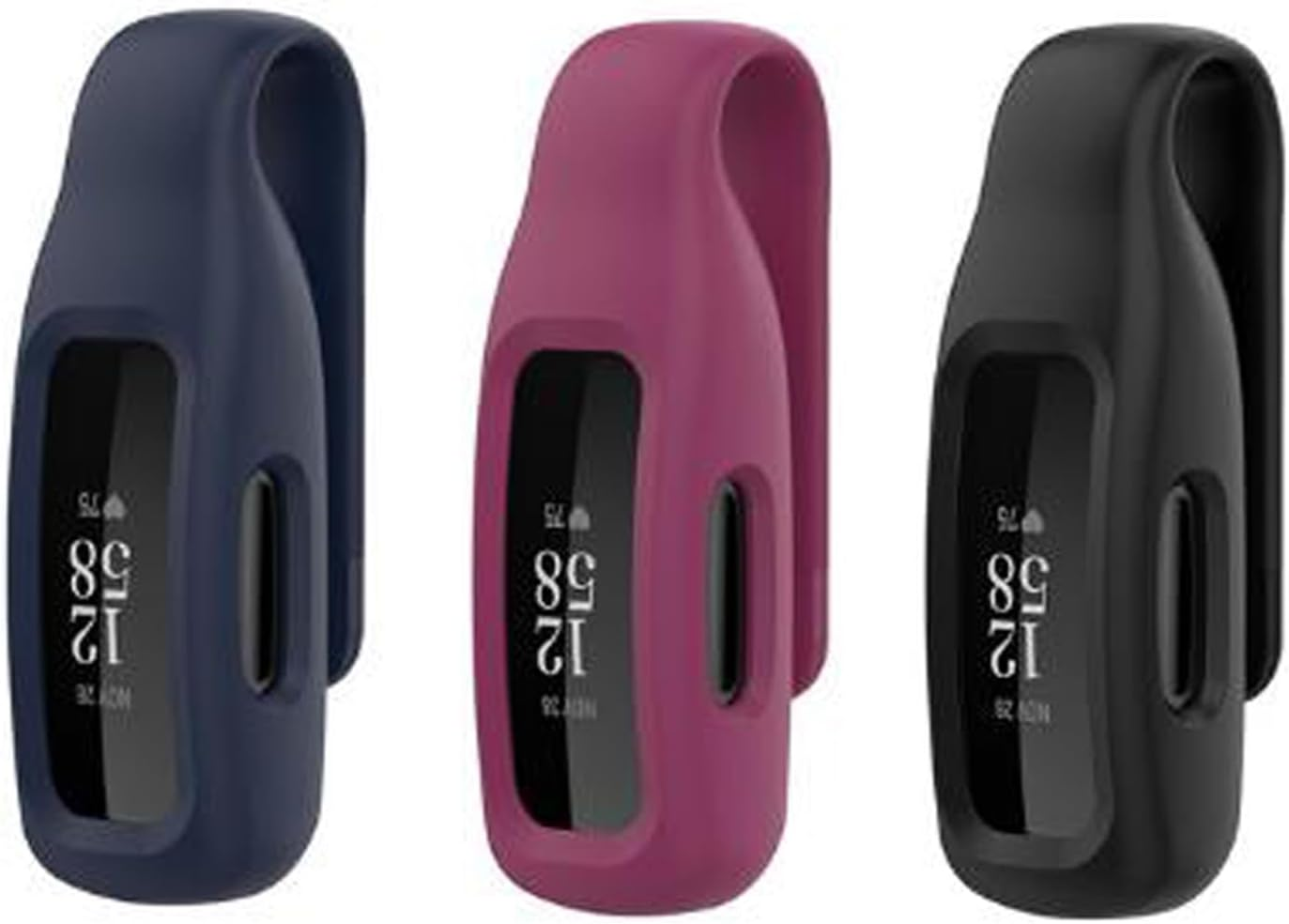 3 Pack Clip Case Replacement for Fitbit Ace 3/Inspire 3/2, Soft Silicone Comfortable All around Protection Cover Holder Accessory for Fitbit Smartwatch - Black+Blue+Red