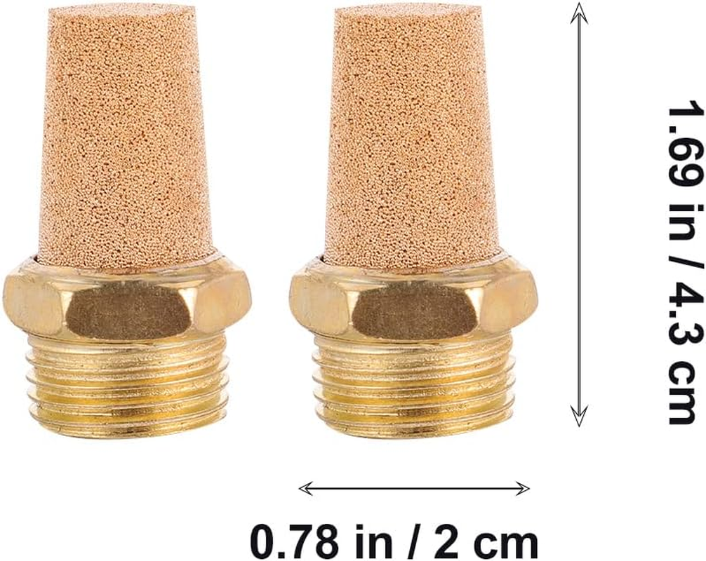 TEHAUX 8Pcs Brass, Sintered Bronze Pneumatic - 1/4 Npt Silnecer Breather Vent - 1/2 Male Thread Sintered Pneumatic All Bronze Brass G1 image number 1
