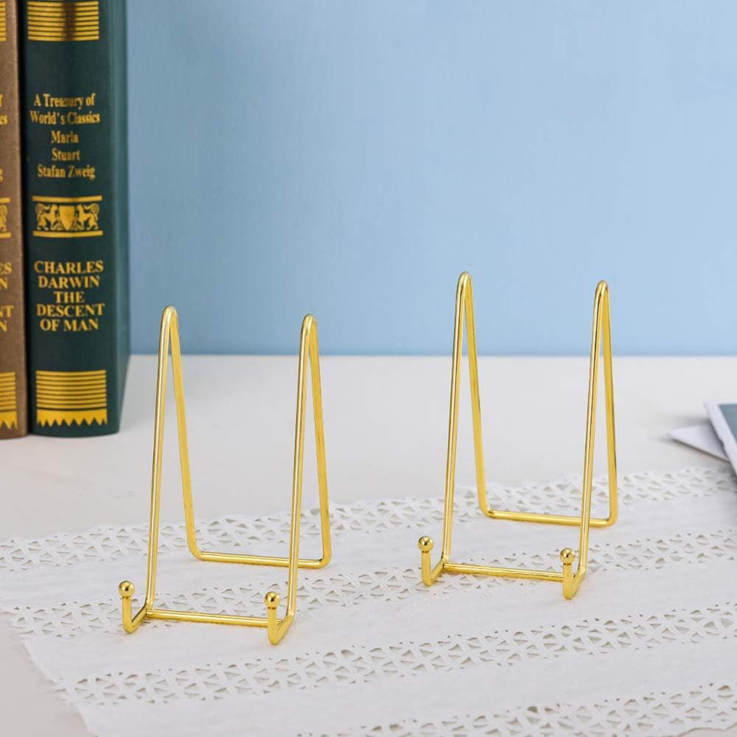 Display Stand, 4 Pcs Metal Plate Stands for Display, Easel Plate Holder Stands, Plate Holder Display Stand, Metal Frame Holder Stand, Tabletop Picture Frame Stand for Plate Dish Photo Book (S) - L image number 6