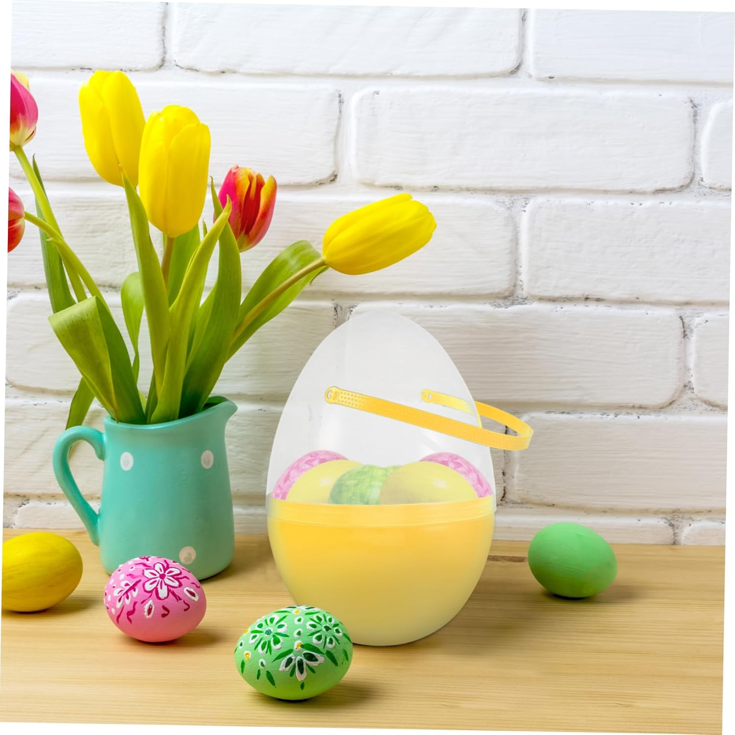 FELTECHELECTR Easter Eggs Transparent Eggs Bucket Eggs Giant Eggs Reliable Eggs Stand Eggs Basket Eggs Decorative Eggs Egg-Shaped Eggs Portable Eggs Blank Eggs Large Eggs Open Eggs Pp Yellow