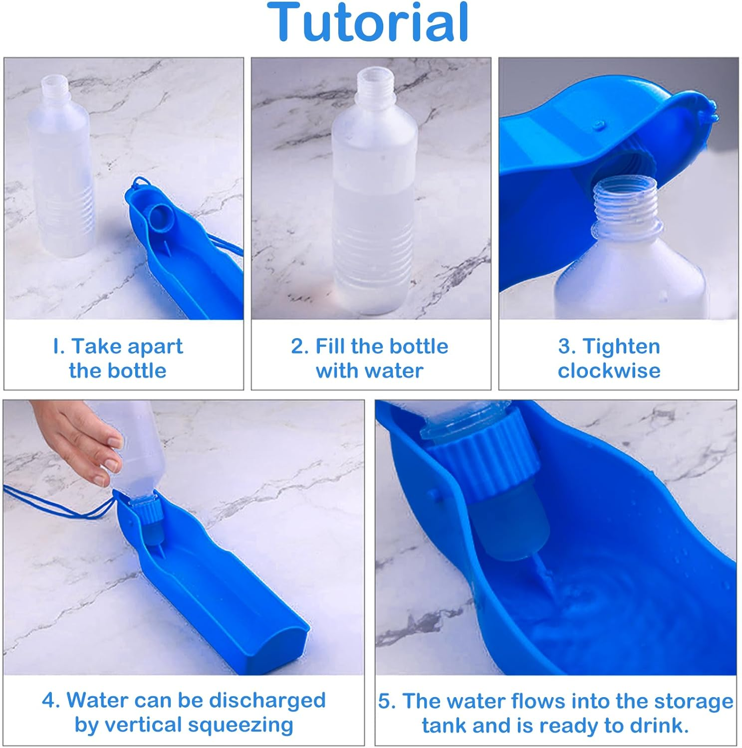 500 Ml Dog Water Bottle with Foldable Drinking Cup, Portable Travel Water Bottle, Water Bottles for Dogs, Pet Drinking Bottle, Suitable for Pets When Hiking and Camping Outdoors image number 6