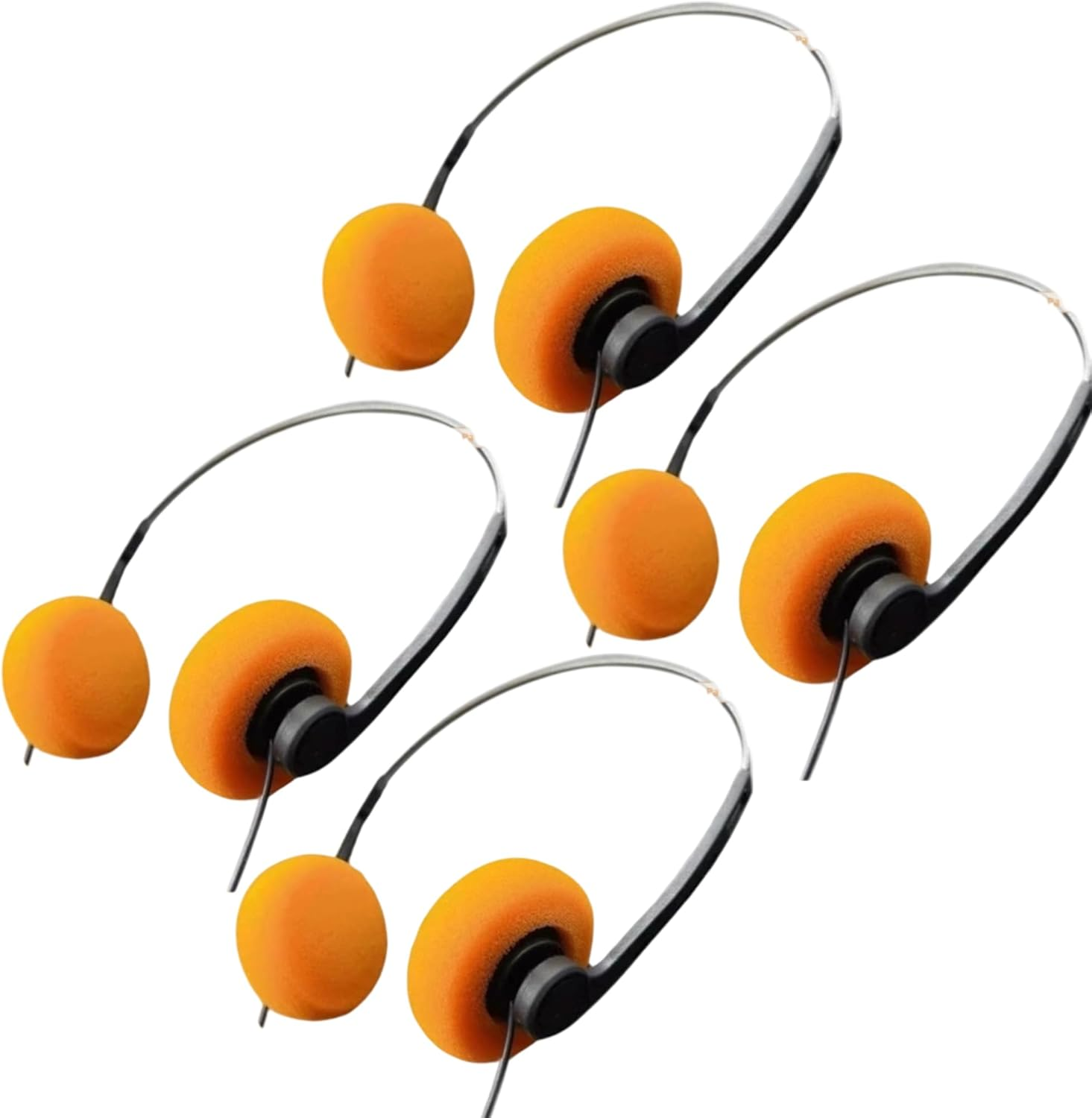 4Pcs Orange Retro Over-Ear Headphones,Wired Stereo Headphones,Headphone,Lightweight Portable Headphone with Adjustable Headband,Electronics，Headphones and Earphones image number 2