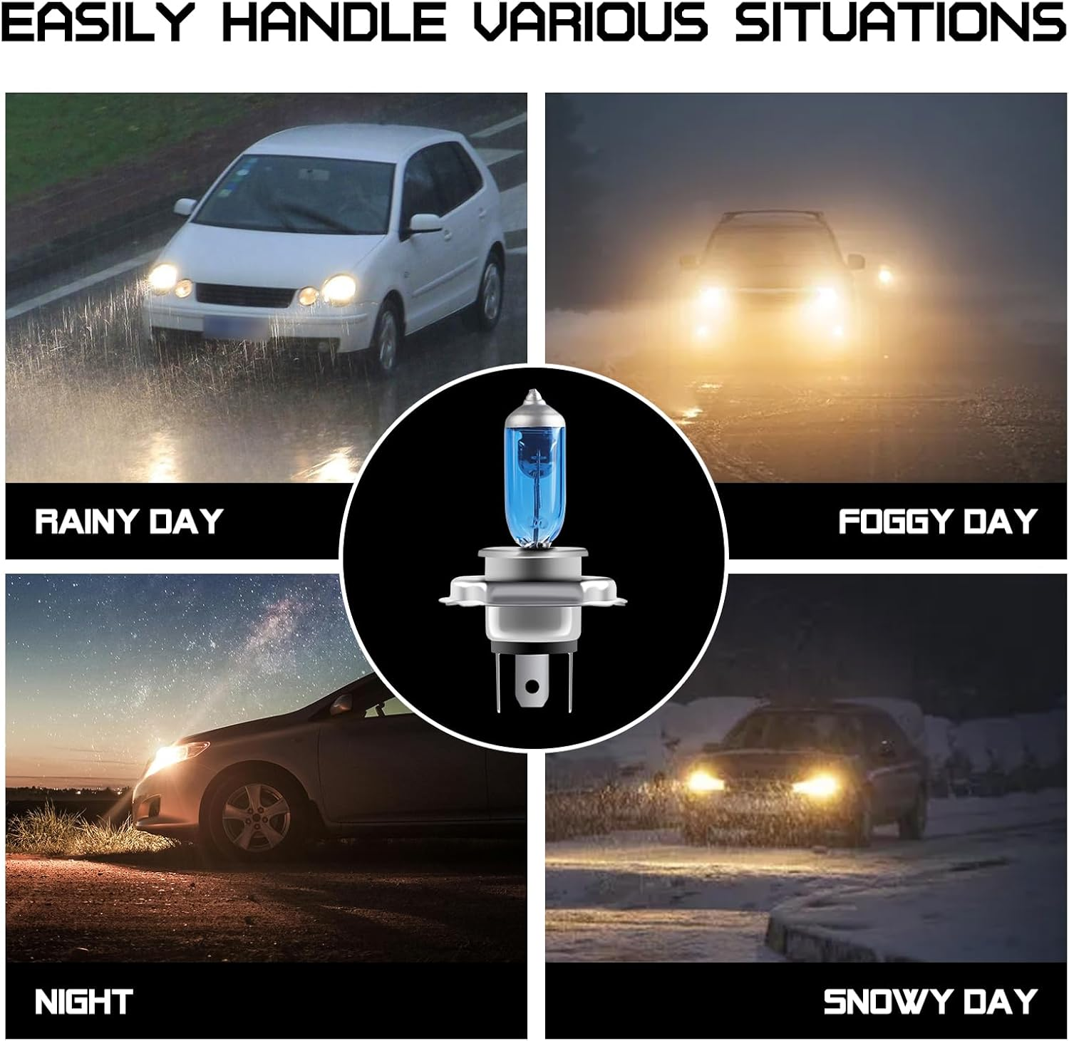 Kaidengzhe H4 Halogen Bulbs 12V 100/90W - 10-Pack Ultra Bright H4 Headlight Conversion Kit, H4 9003 Halogen Headlamp Car Headlights Replacement for Daytime Running/Fog Lights (Universal Fit) image number 1