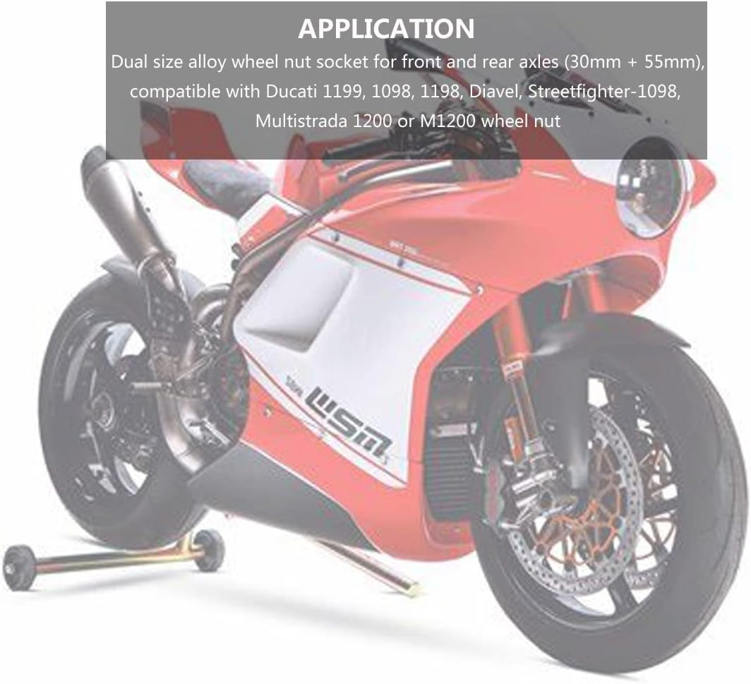 Wheel Nut Socket for Ducati - Front Rear Wheel Axle Nut Socket Tool for Ducati Motorcycle Atvs Super Bike 1098 1198 1199 Panigale Multistrada Diavel (30Mm + 55Mm)