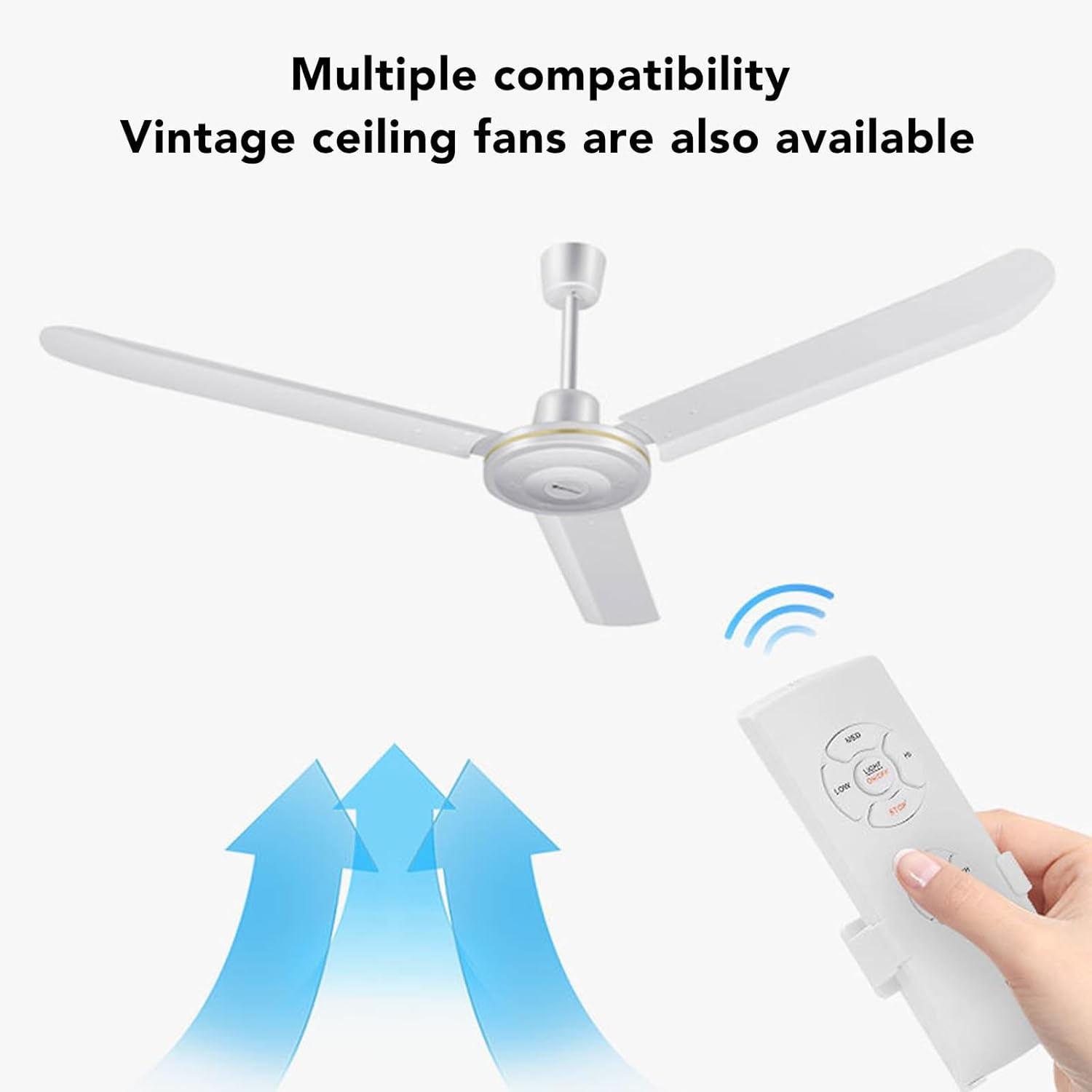 Universal Ceiling Fan Remote Control Kit, Replacement Wireless Ceiling Fan Light Timing Remote Control, Wind Speed & Brightness Remote for Ceiling Fan Lamp, Long Distance