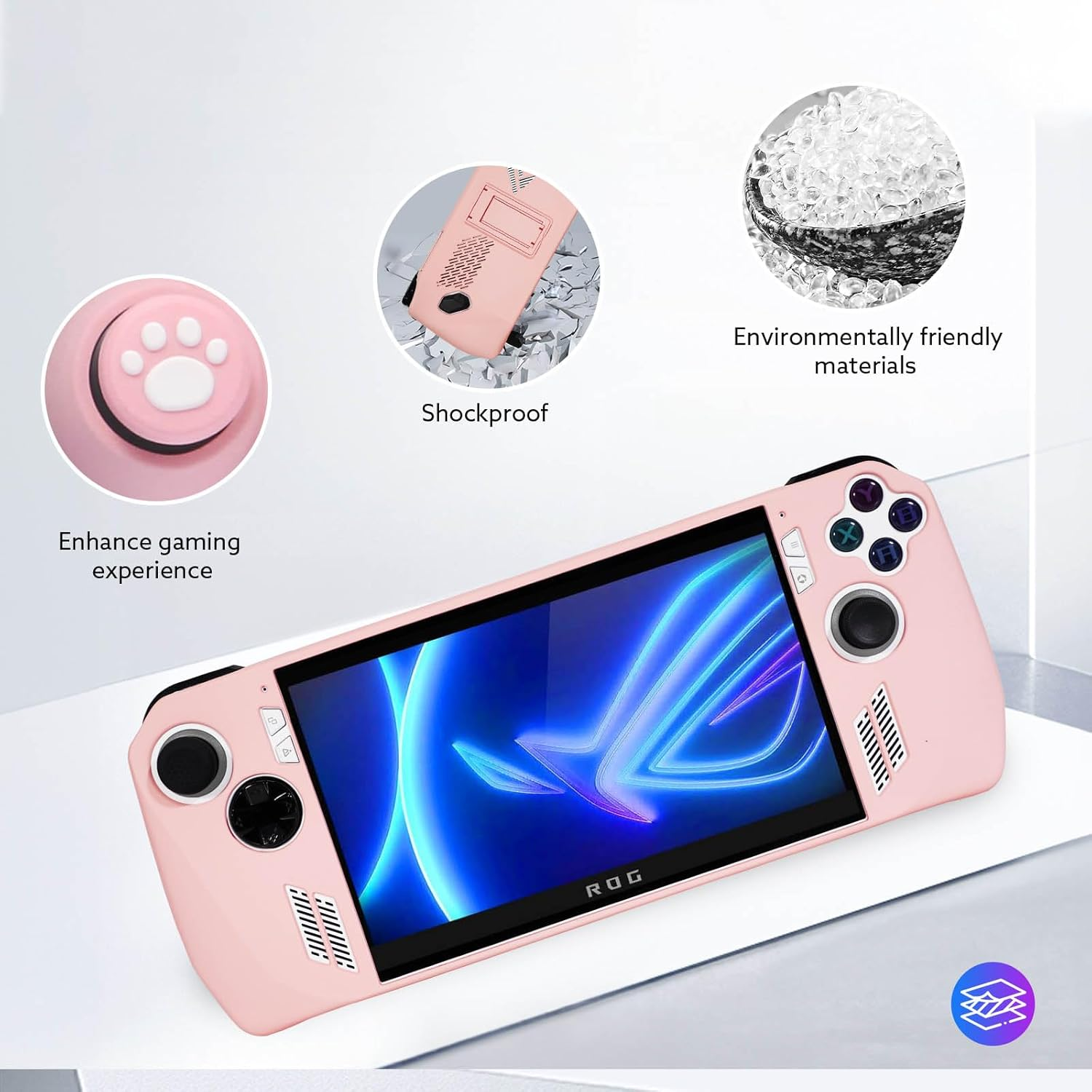 GUTIAL Accessories Kit for ASUS ROG Ally 2023 - Accessories Bundle for ROG Alloy Gaming Handheld with Carrying Case Protective Cover Case and 2 Pack Screen Protector, 6 Thumb Grips - Pink image number 5