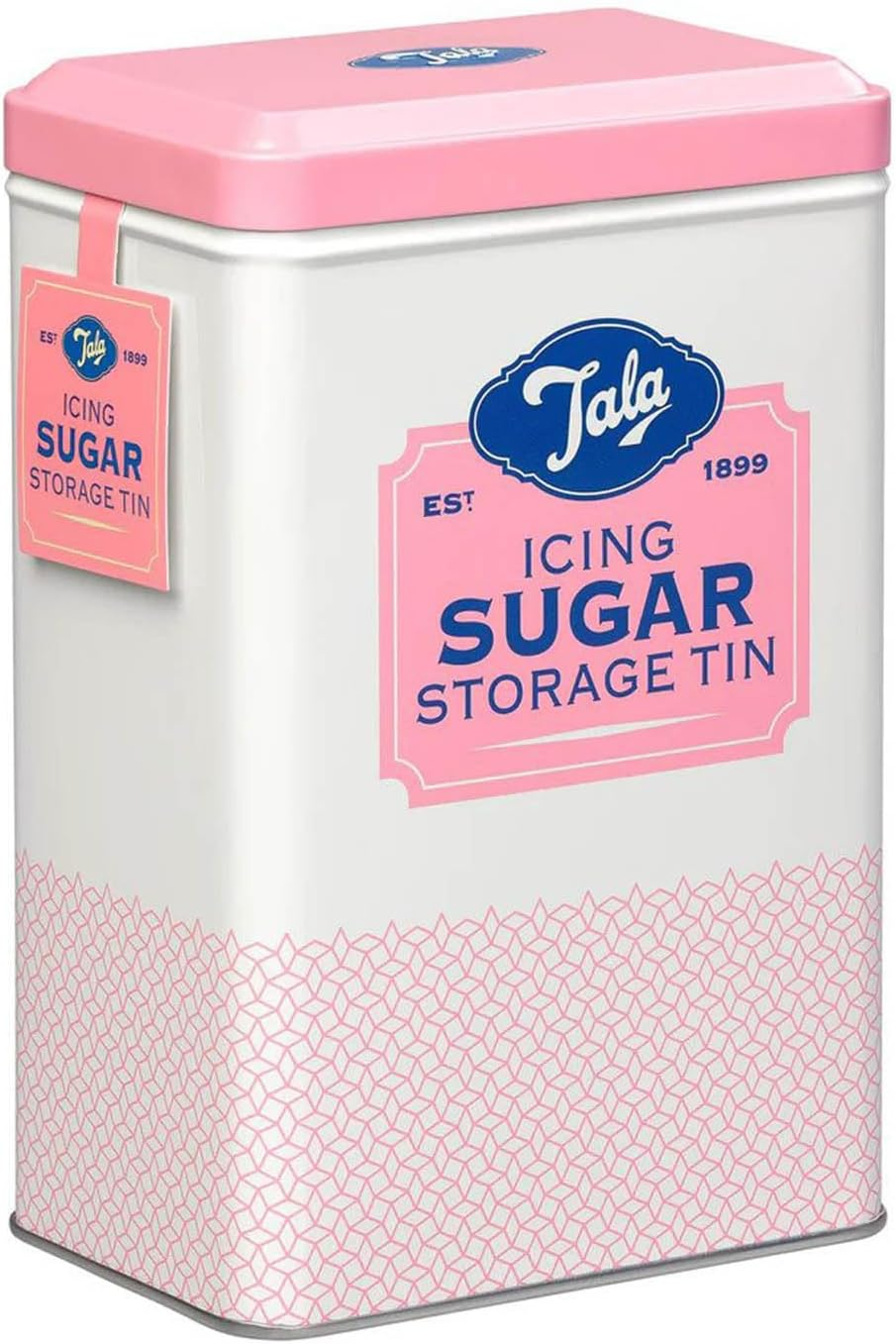 Tala Originals Metal Pink and Cream Nostalgic Design Storage Tin, 18.5X18.5X19 Cm | Holds a Full Bag of Icing Sugar | Stylish Kitchen Storage image number 2