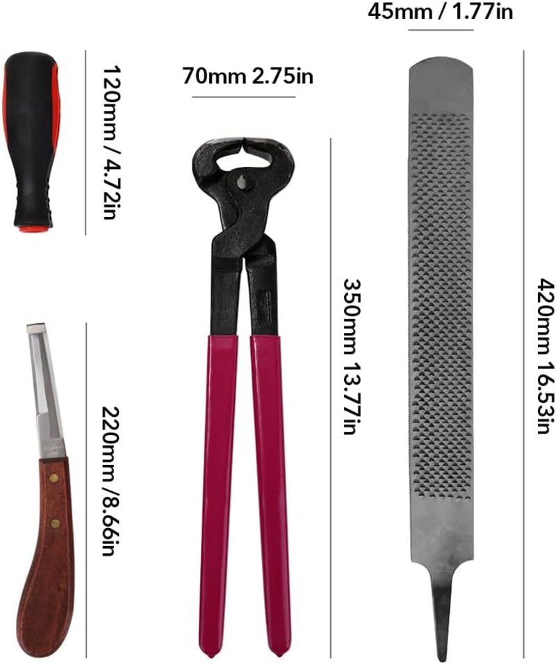 Horse Hoof Nipper, Eacam 4PCS Horse Farrier Hoof Nipper Trim Shoeing File Rasp Handle Hoof Cutter Tool Horse Care Accessory