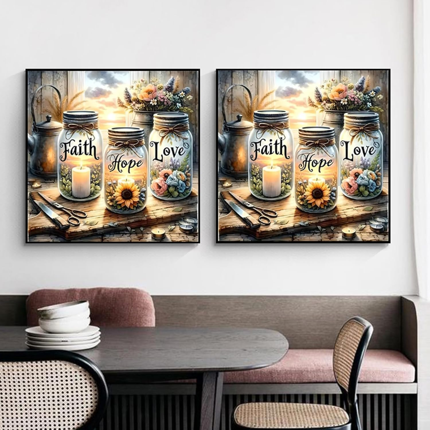 Paint by Number Canvas Kit for Adults- DIY Beginner Easy Paint by Number Kits Faith, Hope, Love Wishing Bottle, Oil Paint by Color Acrylic Painting Home Wall Decor 16X16Inch image number 4