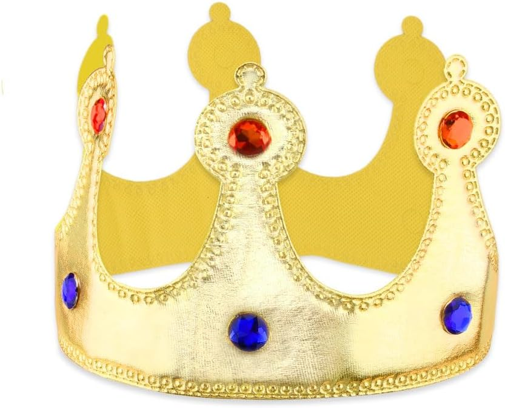 Queen King Crowns Hair Cap Birthday Princess Prince Headband for Girls Boys Halloween Costume Hair Accessories Bday Party Hairband Photo Props for Kids, Gold