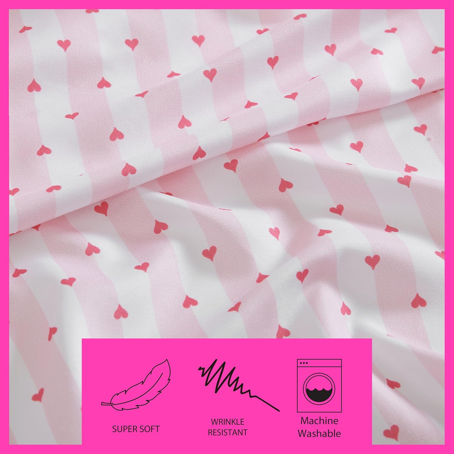 Betsey Johnson - Twin Sheets, Soft & Lightweight Bedding, Fade & Wrinkle Resistant (Wonderland Stripe Pink, Twin) image number 6