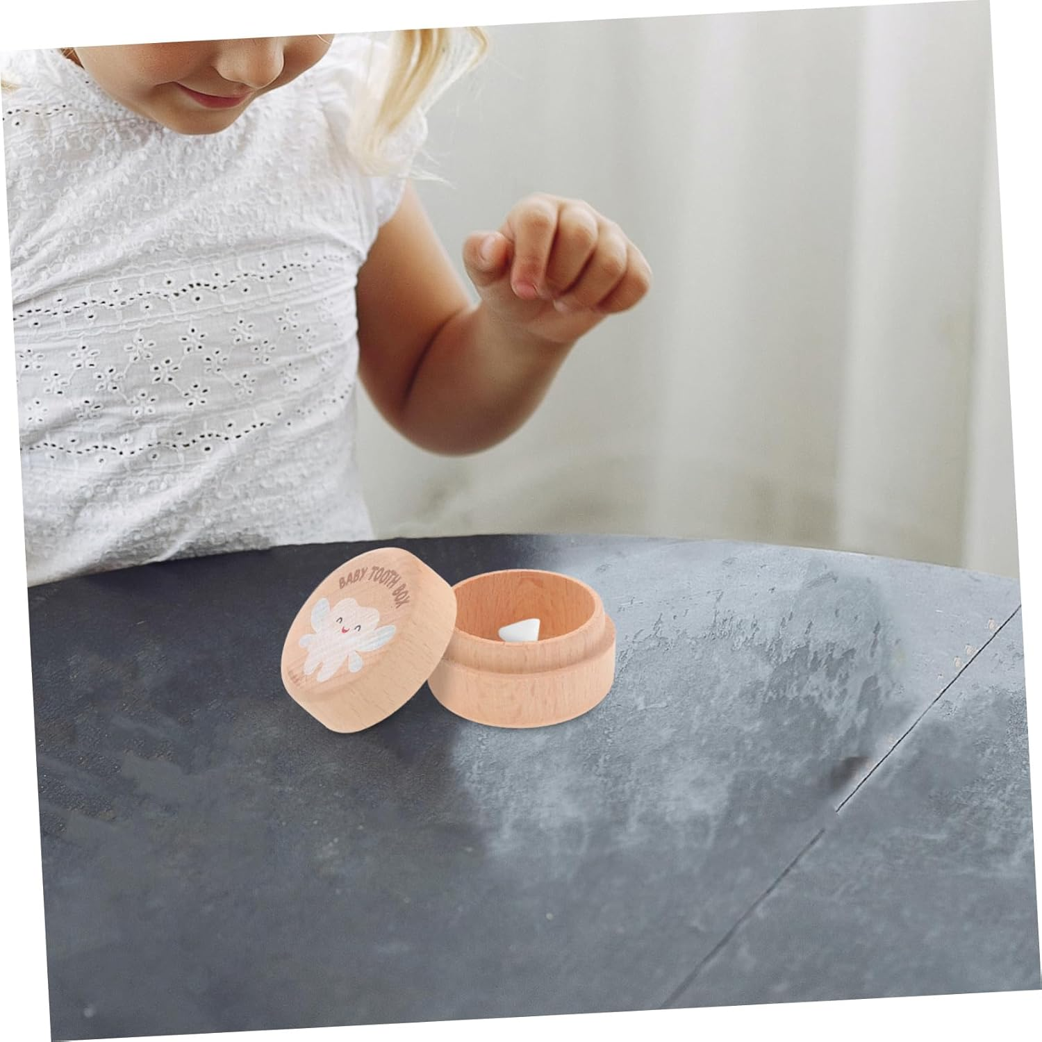 2Pcs Wooden Tooth Memorial Box Cute Keepsake Box for First Lost Tooth Storage for Shower Birthday image number 6