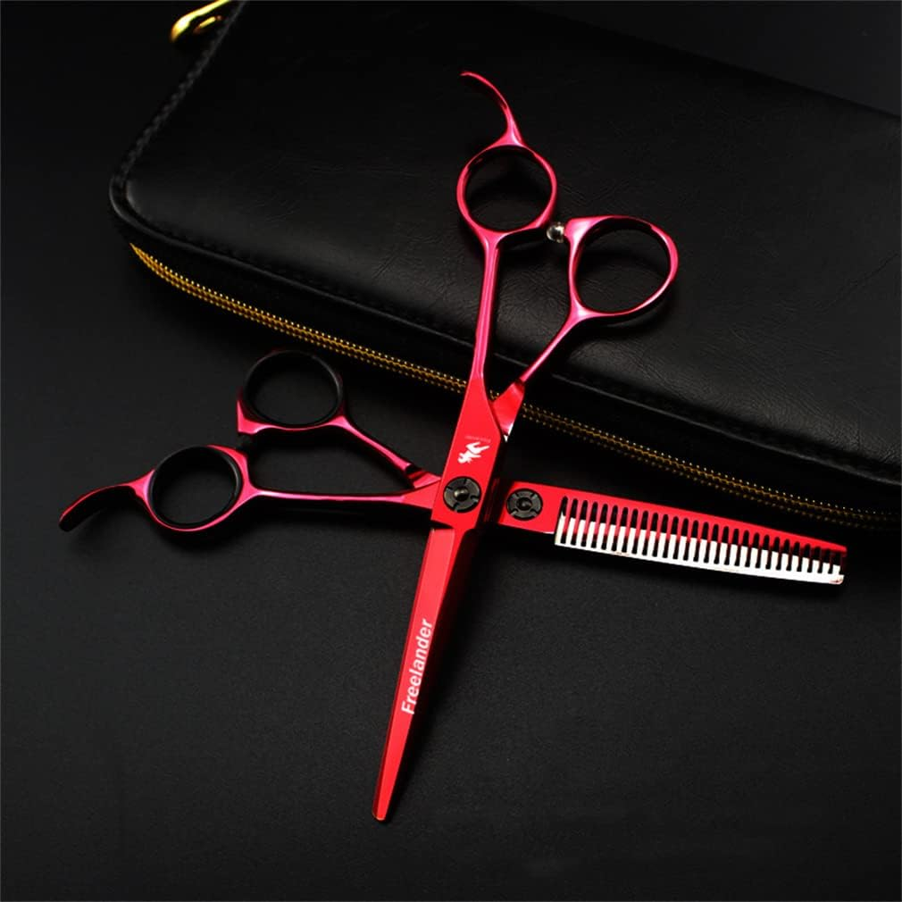 6.0 Inch Professional Hairdressing Scissors Set Flat Scissors Thinning Scissors Send Comb Scraper for Hairdressing Salon Home Scissors Set image number 1