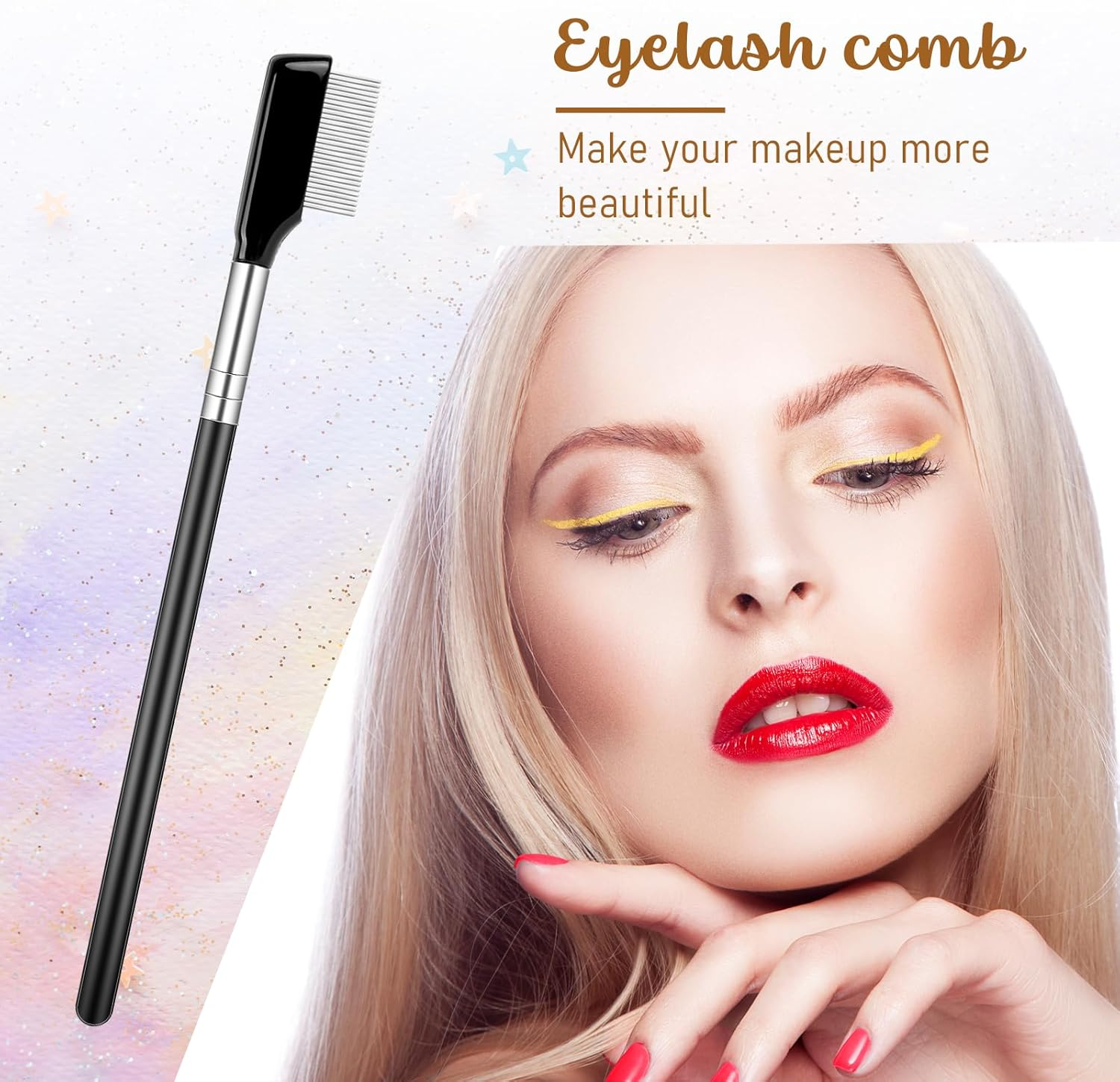 Metal Lash Comb, Eyelash Separator Brush Tool Stainless Steel Mascara Comb Eyebrow Grooming Brushes Eyelash Makeup Applicator Brush Tool for Women Girls image number 5