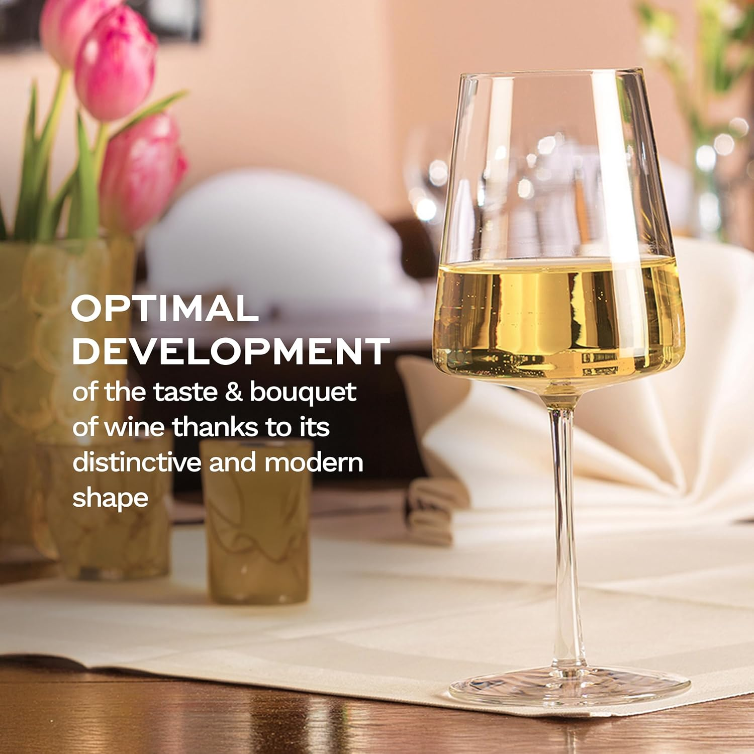 St&ouml;lzle Lausitz White Wine Goblets Power 400 Ml I White Wine Glasses Set of 6 I Modern Wine Glasses Dishwasher Safe I White Wine Goblet Set Shatterproof I like Mouth-Blown I image number 5